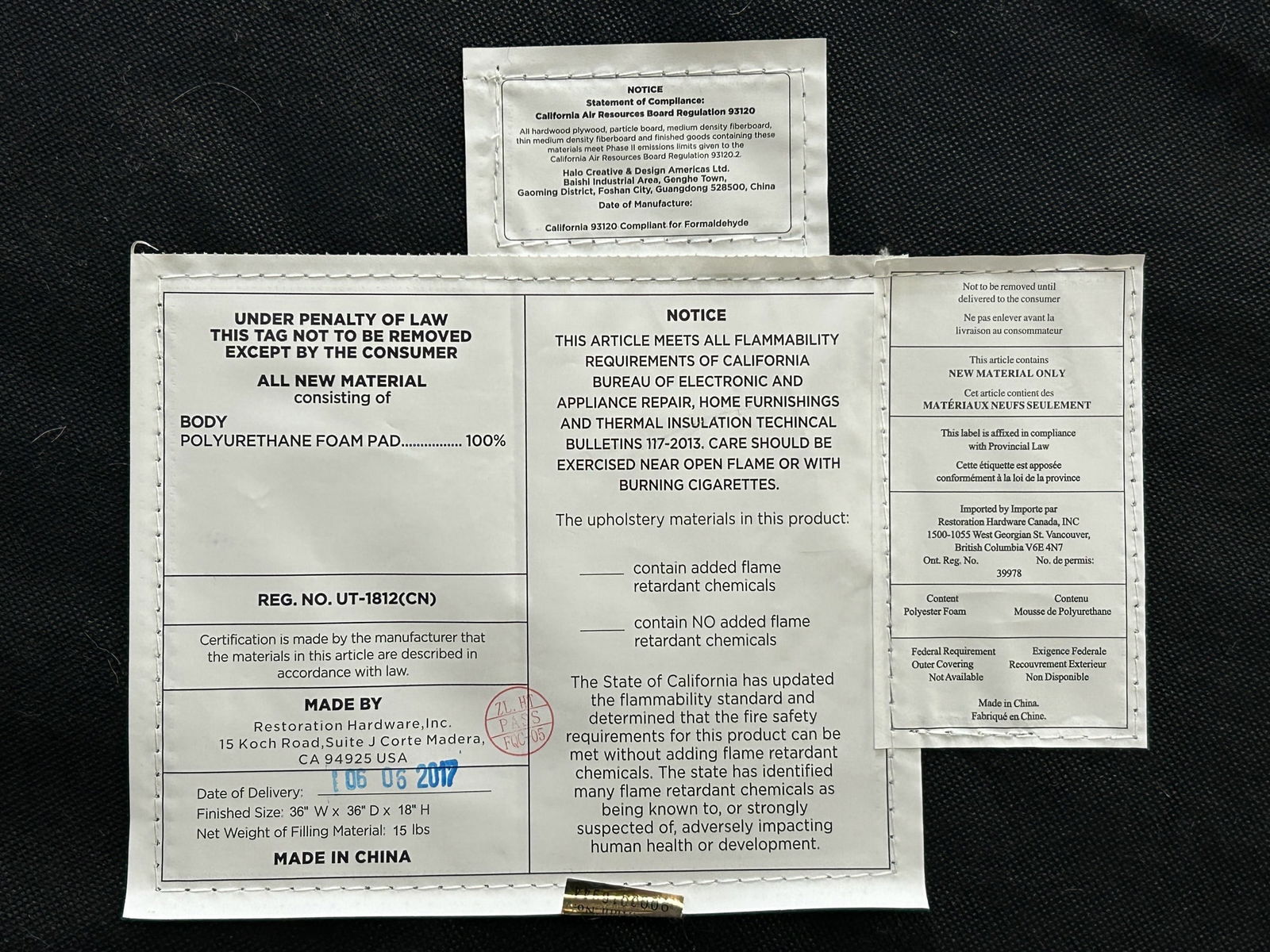 Restoration Hardware Leather Ottoman. - 7