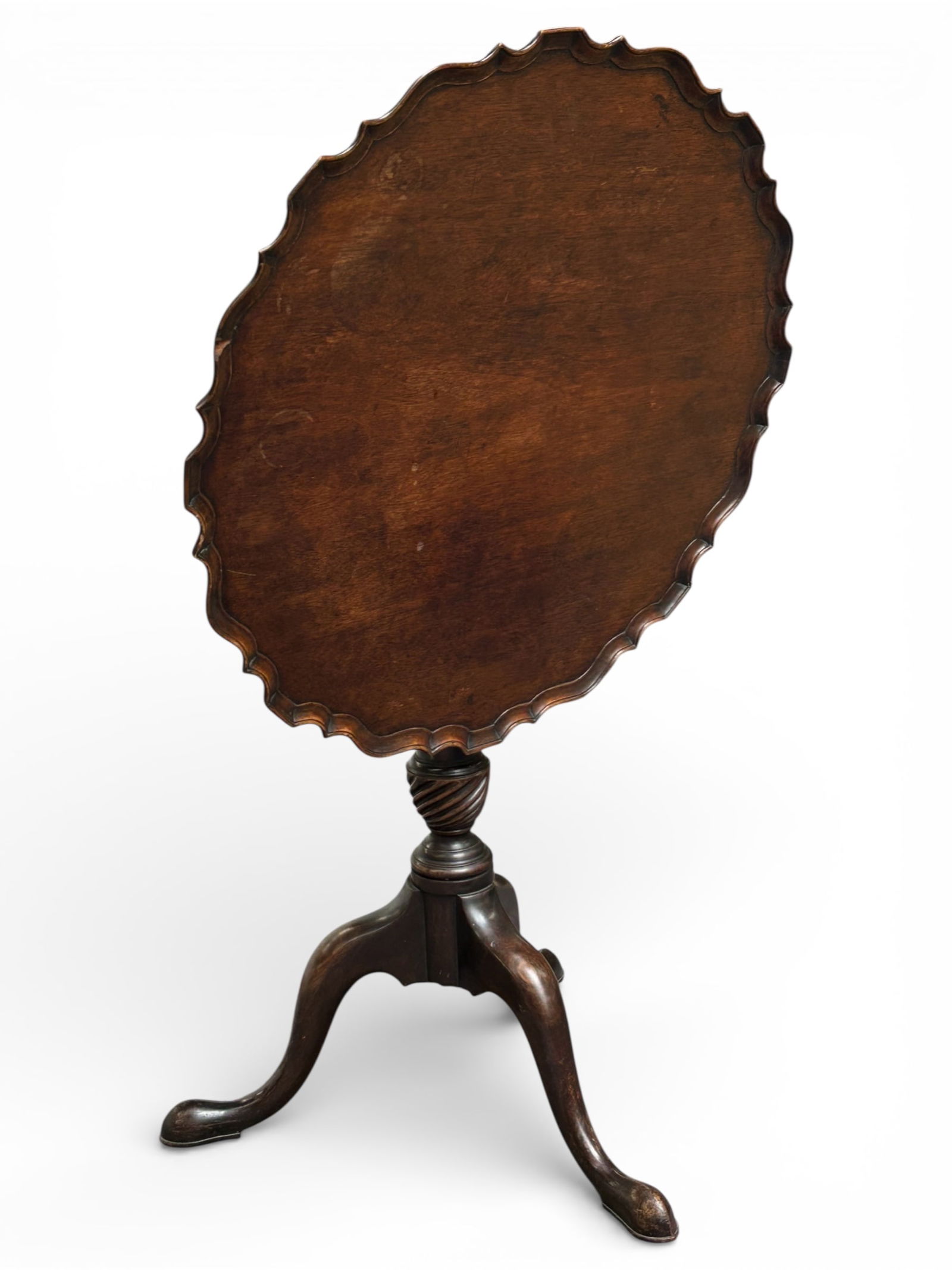 Mahogany Tilt Top Piecrust Table. - 4