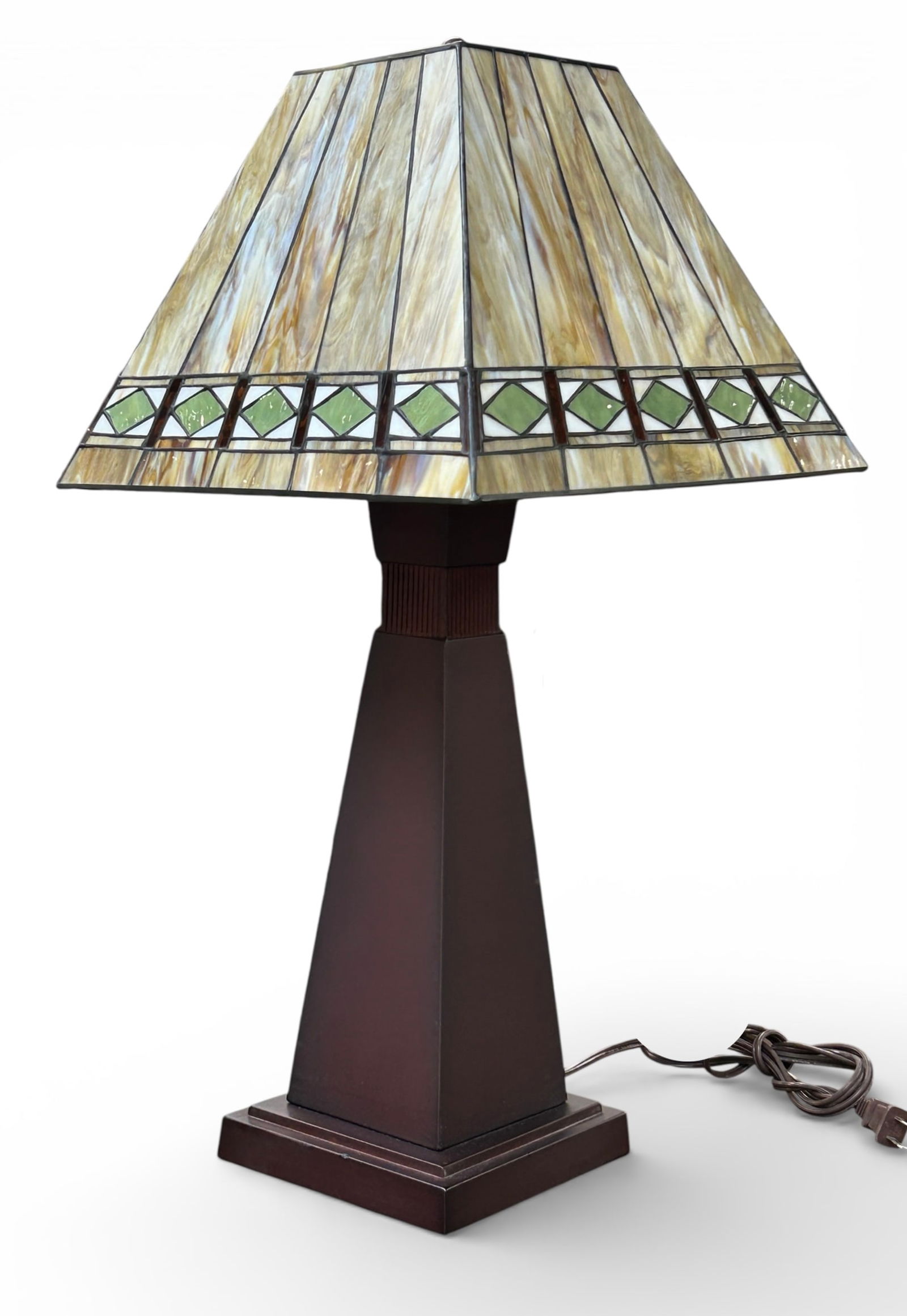 Contemporary Mission Style Slag Glass Lamp. (1 of 8)