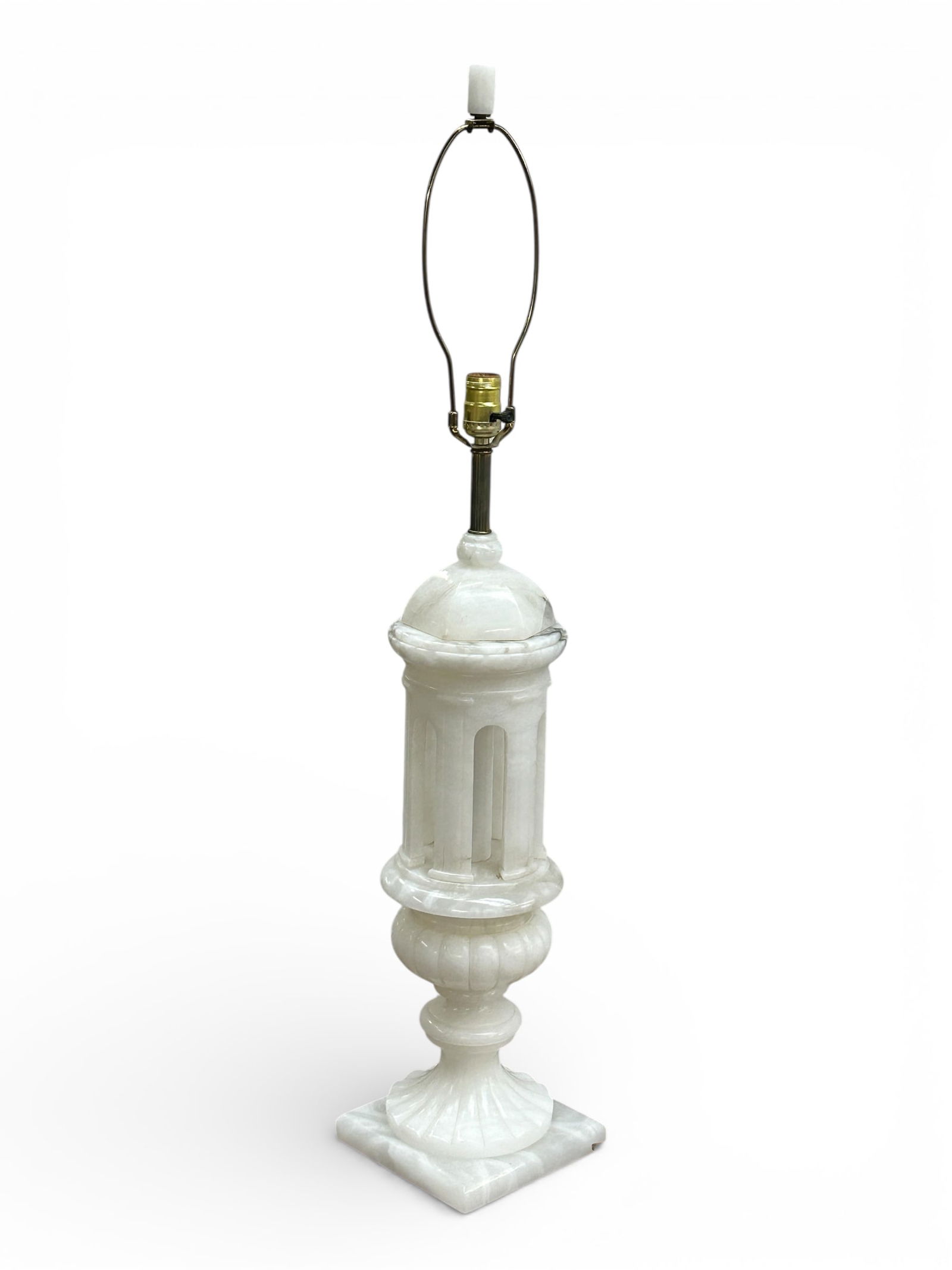 Large Carved Marble & Alabaster Column Style Lamp. (1 of 9)