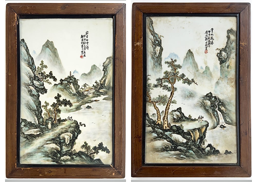 Pair of Chinese Porcelain Handpainted Plaques. (1 of 9)