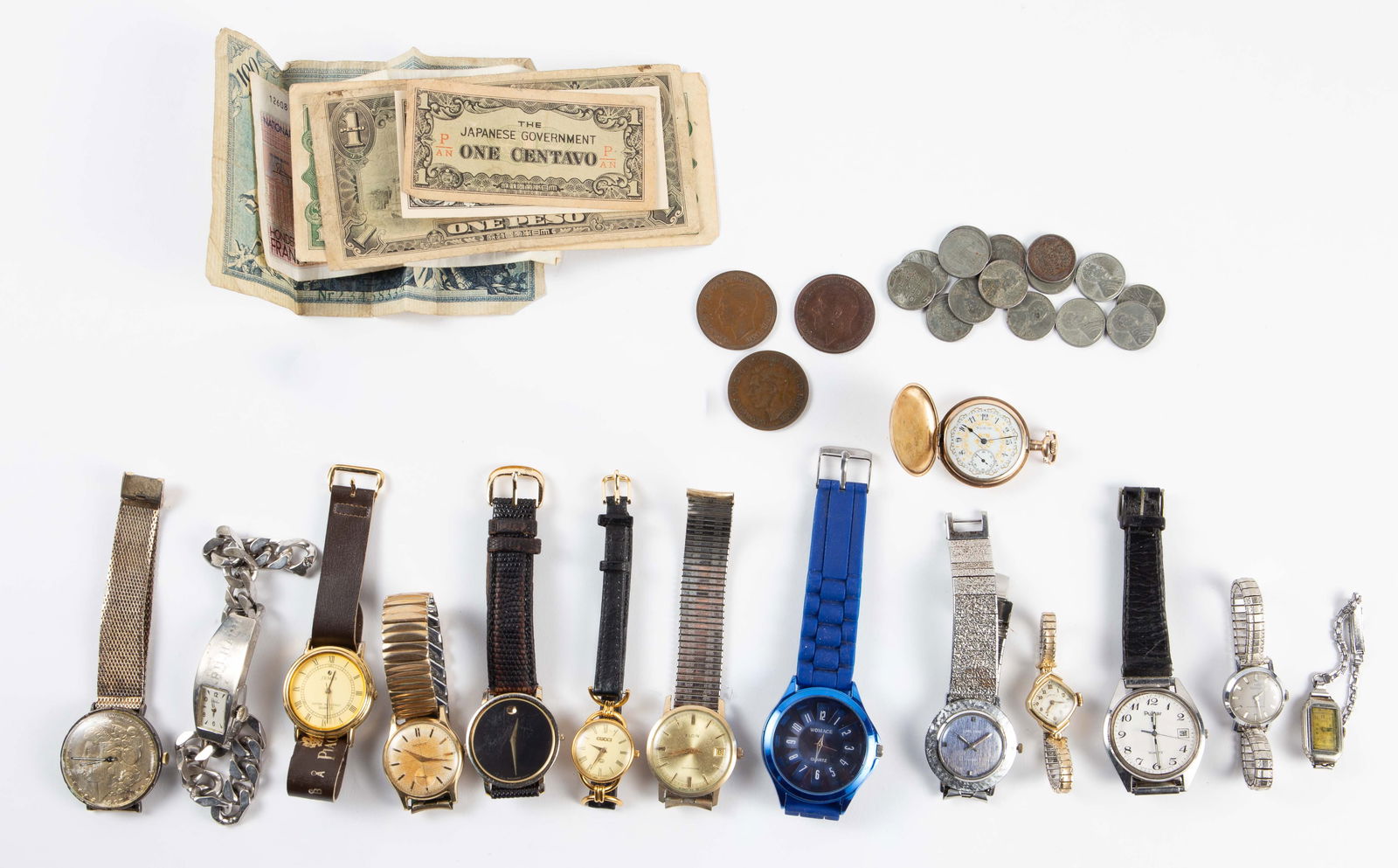 Lot of Watches & Currency - Gucci, Movado. (1 of 12)
