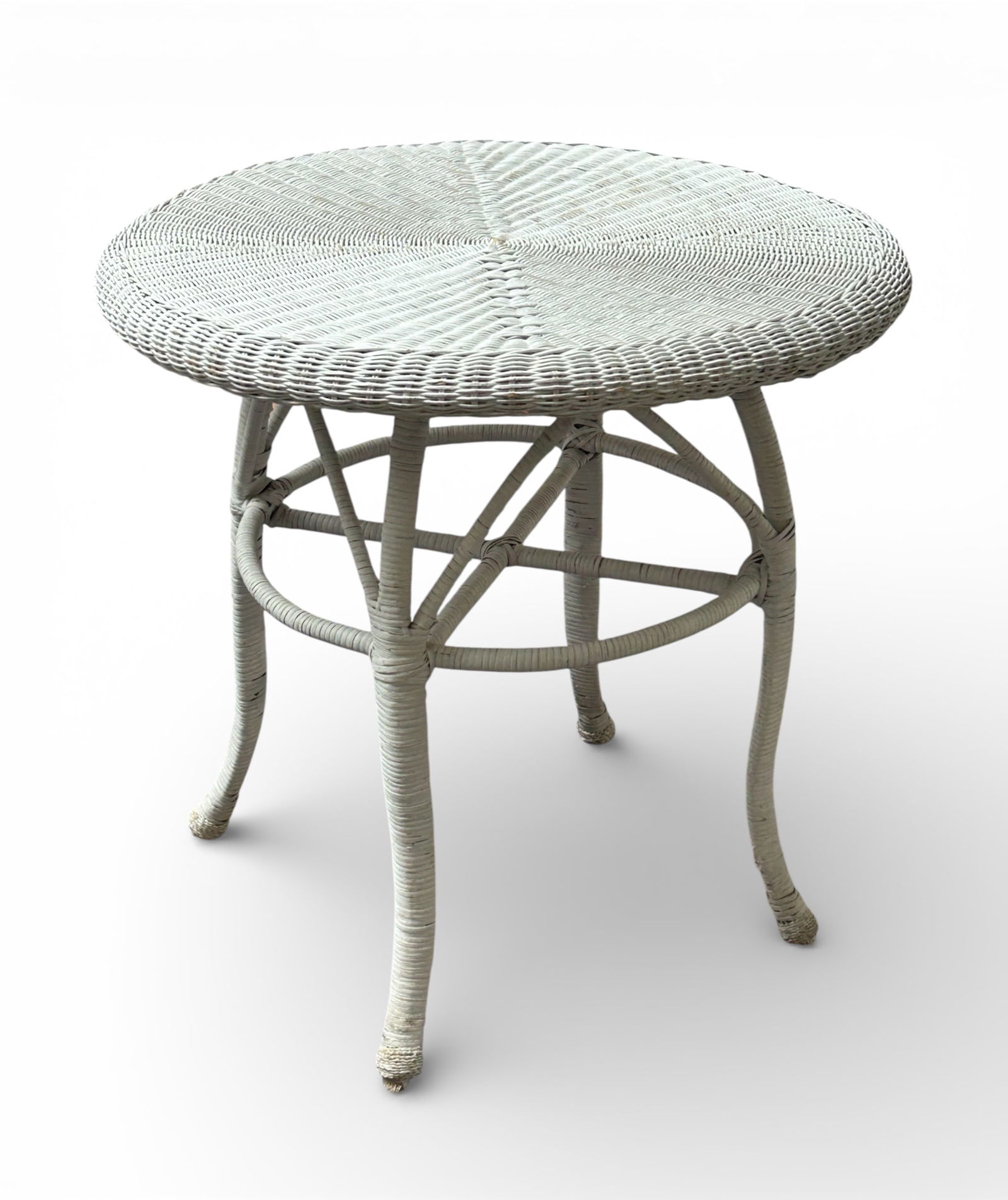 White Wicker Sofa & Three Tables. - 12