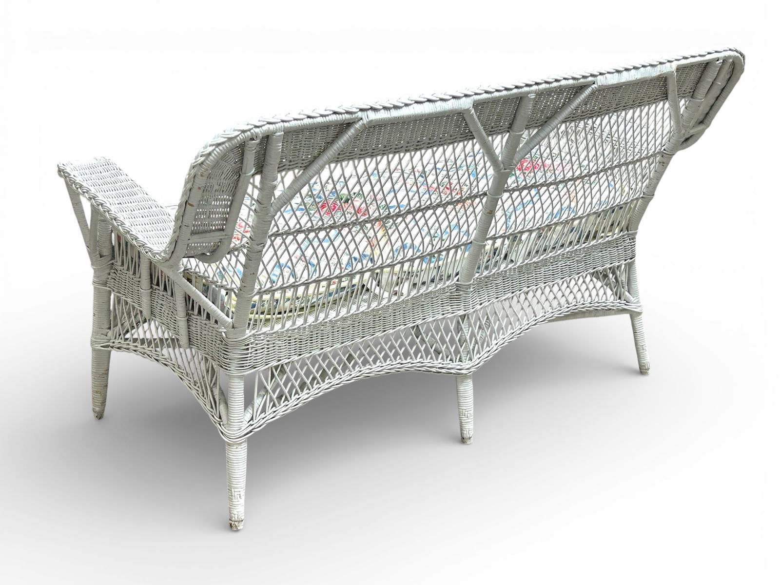 White Wicker Sofa & Three Tables. - 15