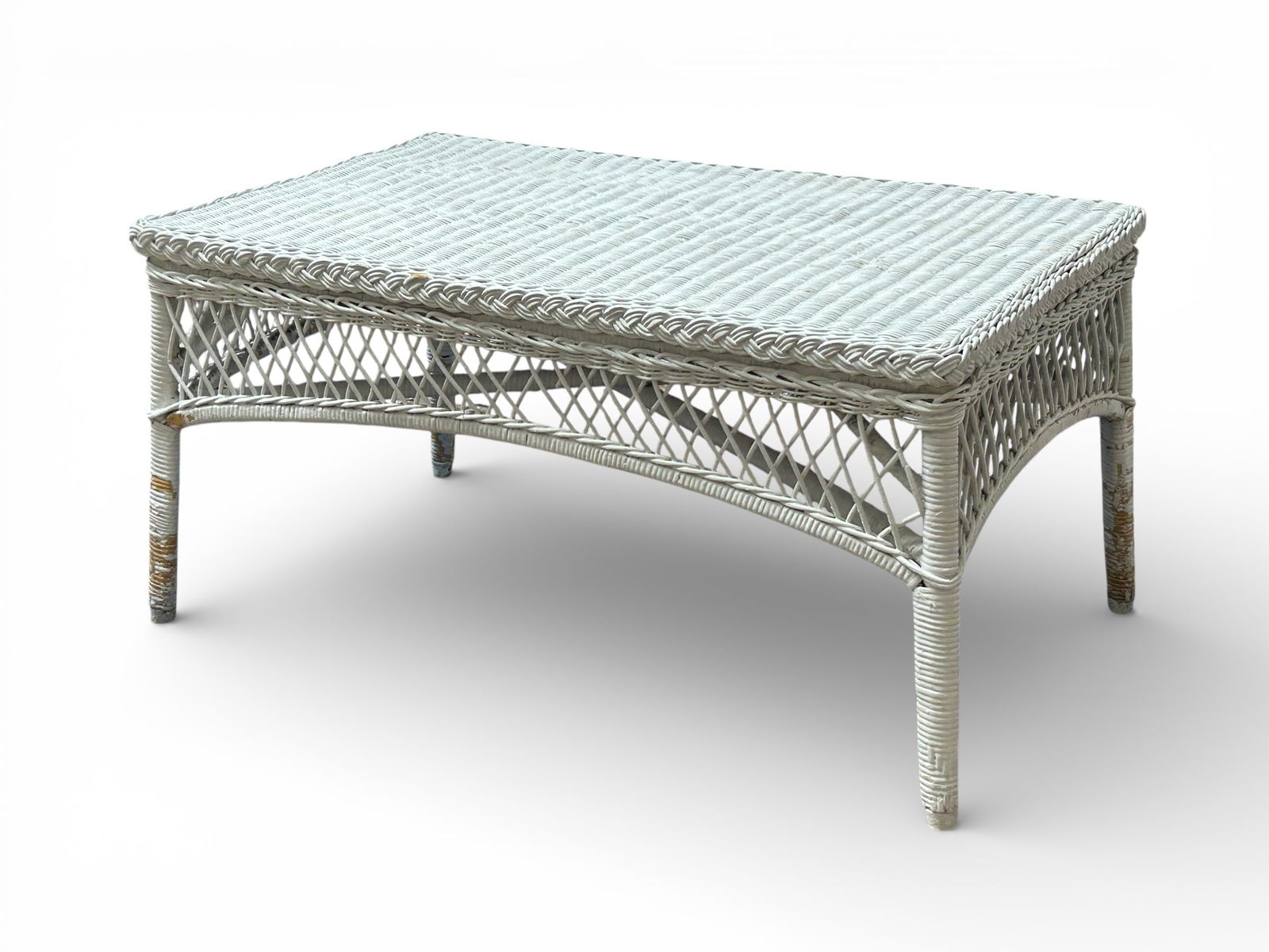 White Wicker Sofa & Three Tables. - 5