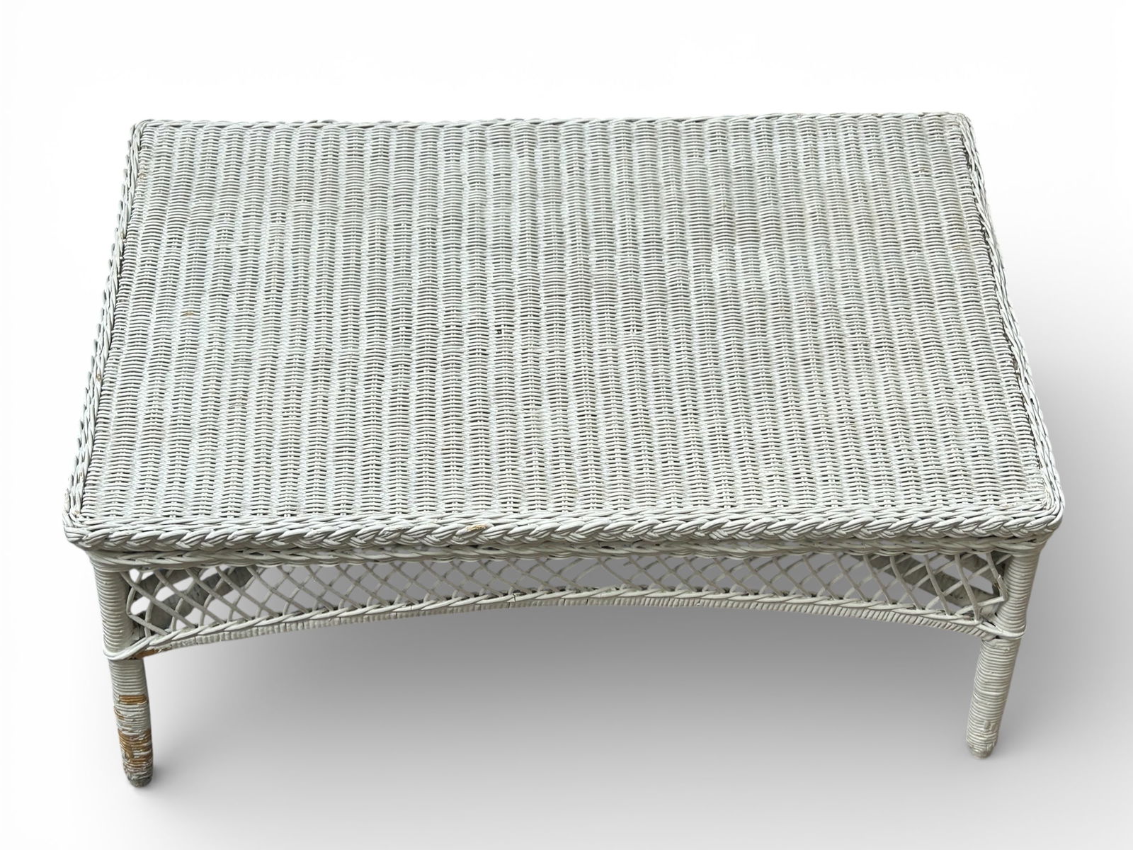 White Wicker Sofa & Three Tables. - 6