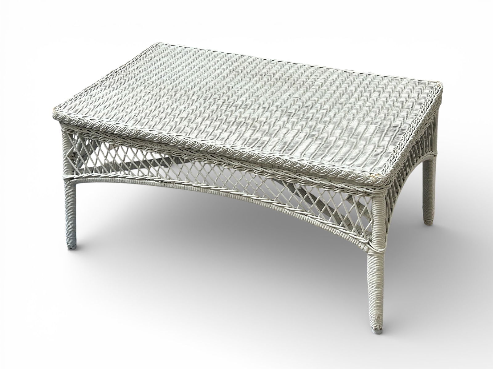 White Wicker Sofa & Three Tables. - 8