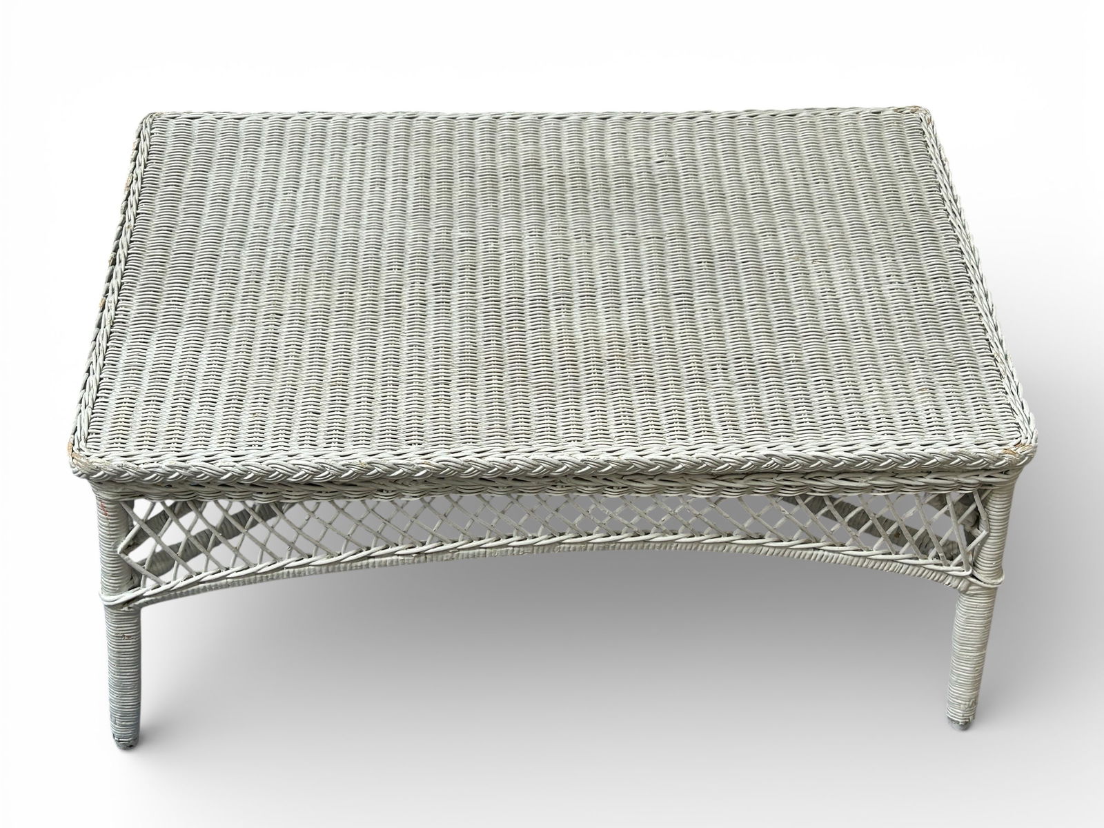 White Wicker Sofa & Three Tables. - 9