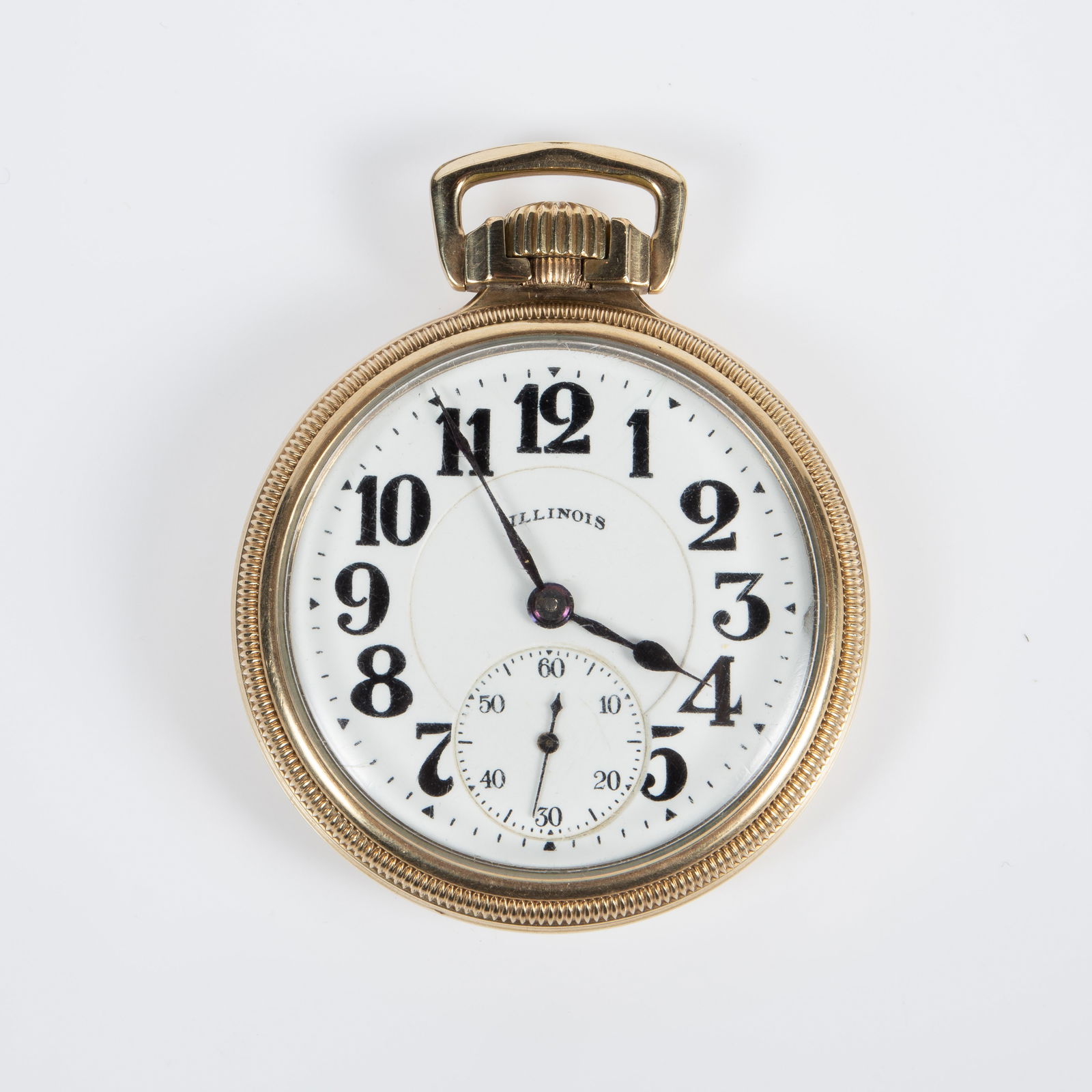 Illinois Bunn Special 60 Hour Pocket Watch.: The vintage open face pocket watch has a Keystone J. Boss 10K Gold Filled case, which measures 50mm in diameter. The movement is marked Sixty Hours / Bunn Special / Illinois Watch Co. Springfield / Mo