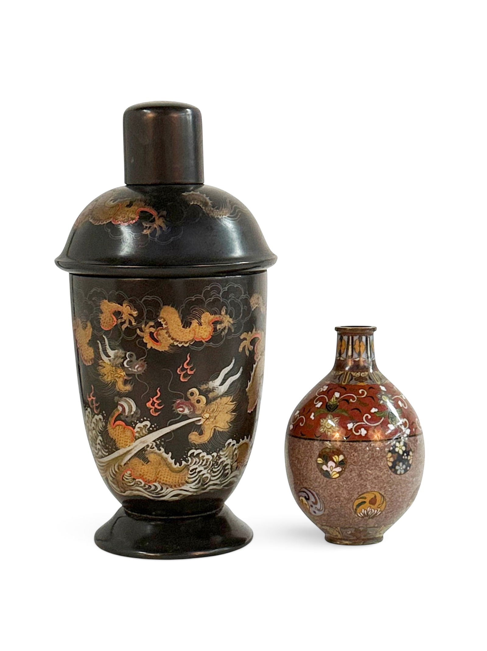 Chinese Dragon Cocktail Shaker & Cloisonne Vase. (1 of 9)