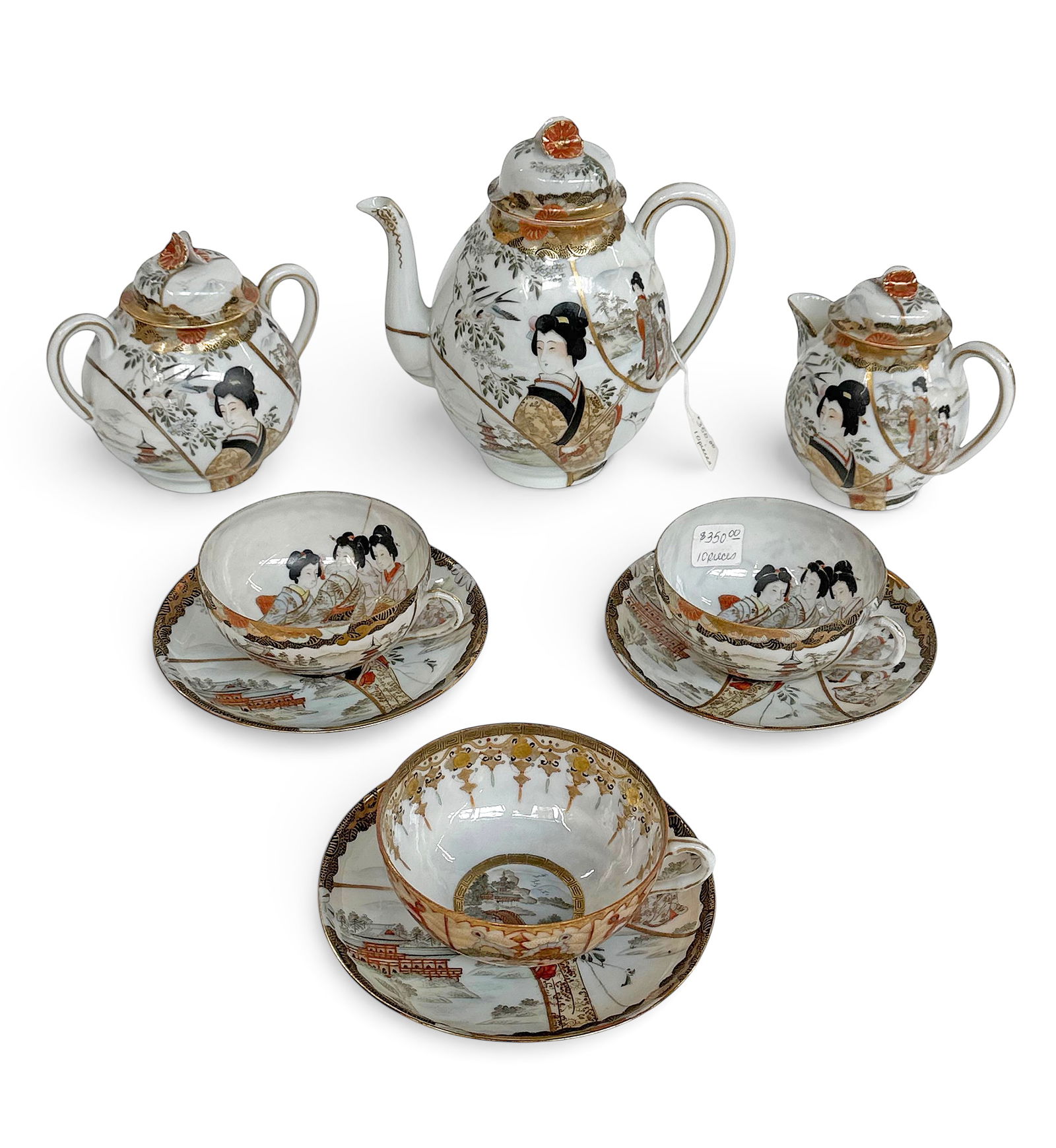 Japanese Kutani Style Egg Shell Porcelain Tea Set. (1 of 13)