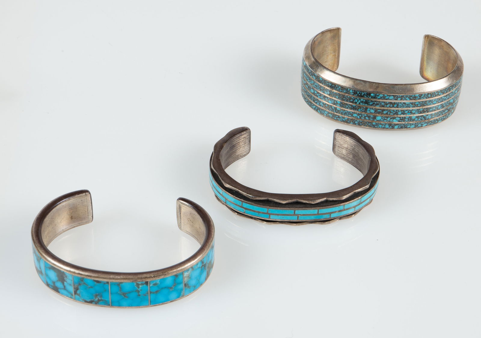 3 Sleeping Turquoise 925 Cuff Bracelets, Loretto. (1 of 9)