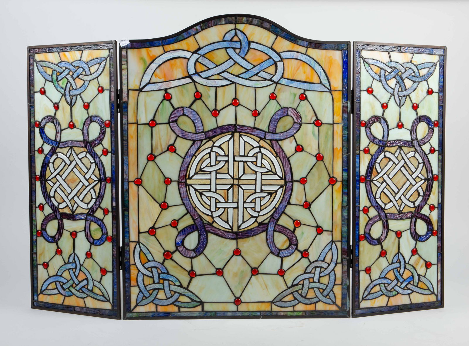 Celtic Knot Stained Glass Fire Screen. - 6