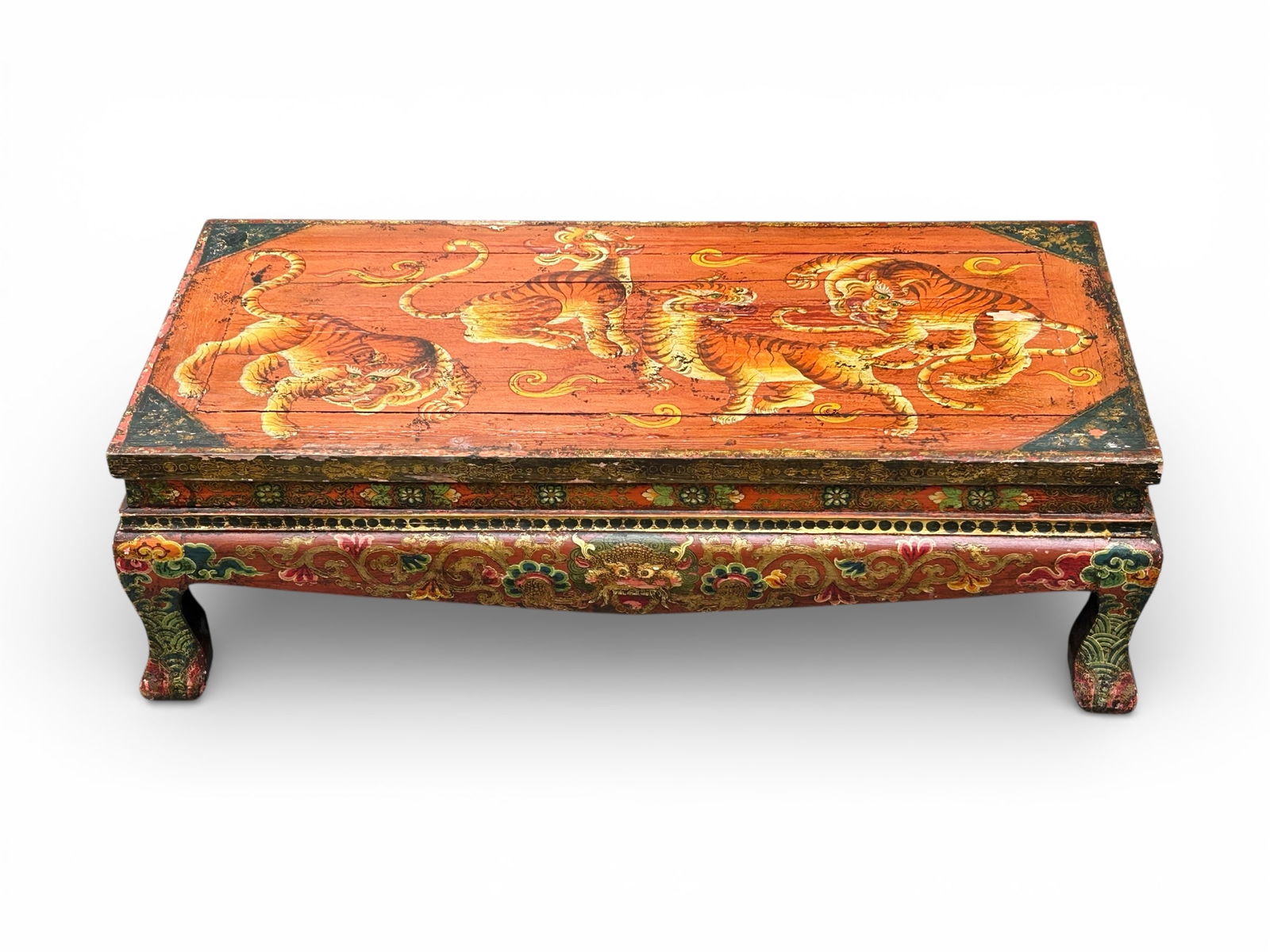 Painted Asian Coffee Table with Tigers. (1 of 10)