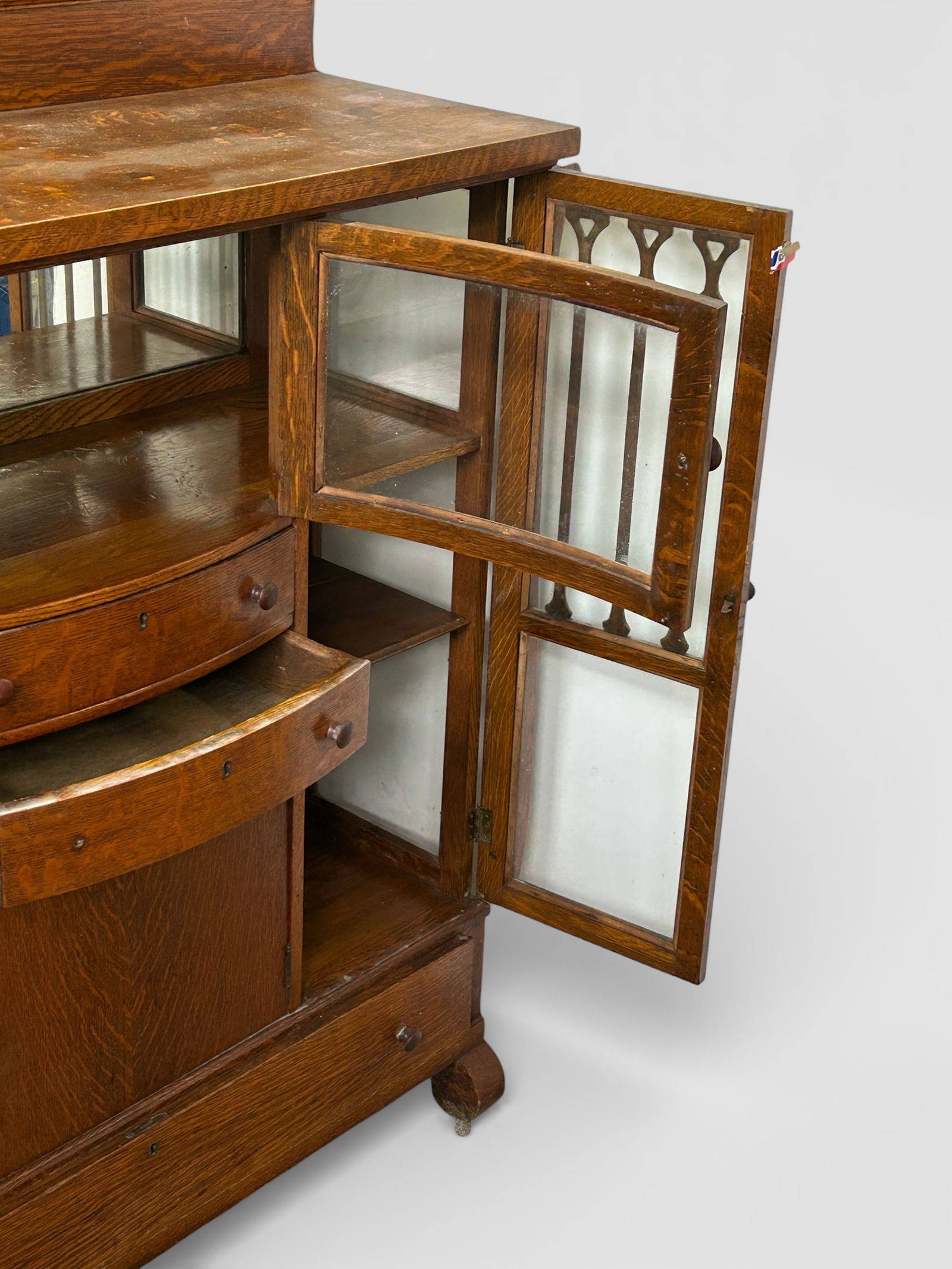 Antique Tiger Oak Display Case. - 5