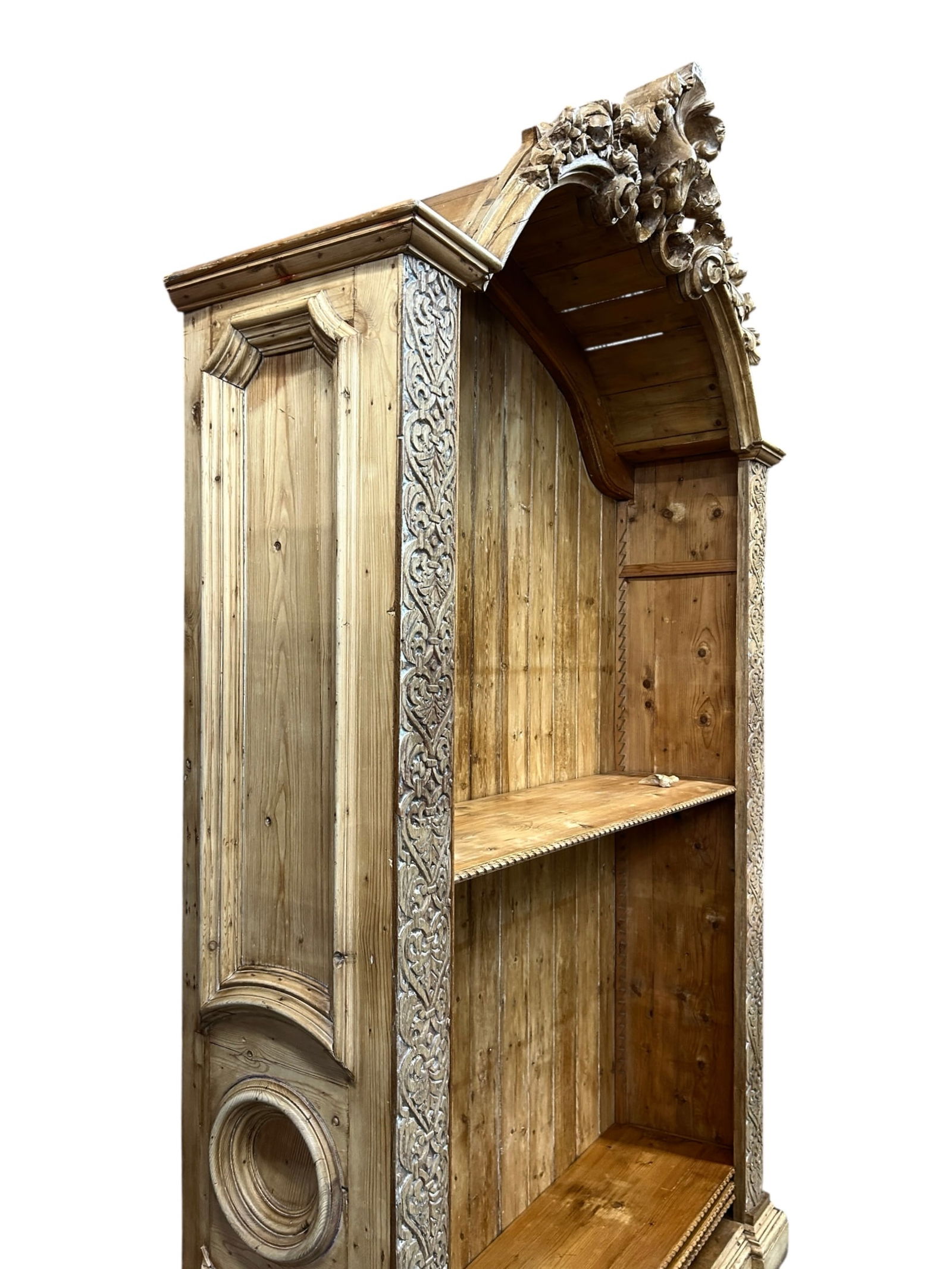 Large Carved Pine Bookcase. - 3