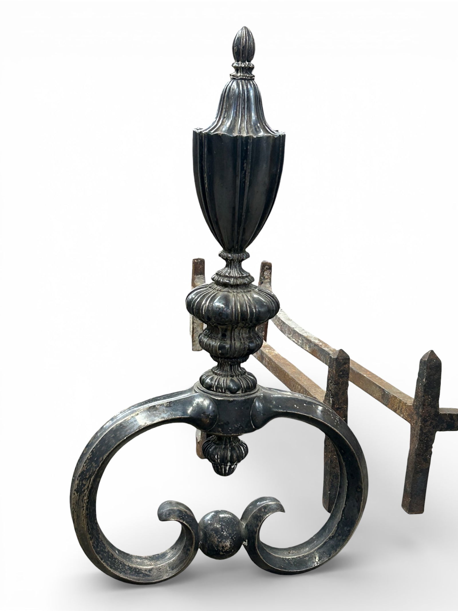 Antique Silver Plated Andirons. - 2