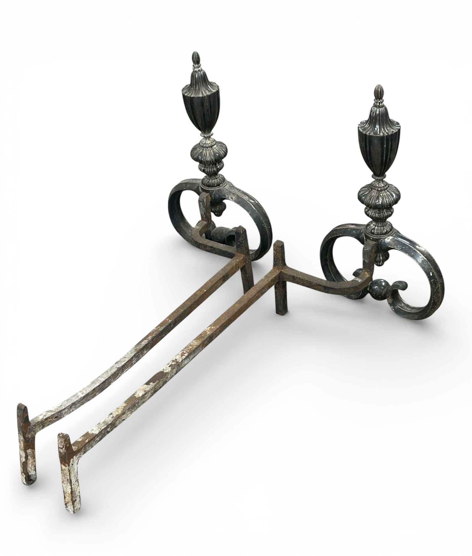 Antique Silver Plated Andirons. - 5