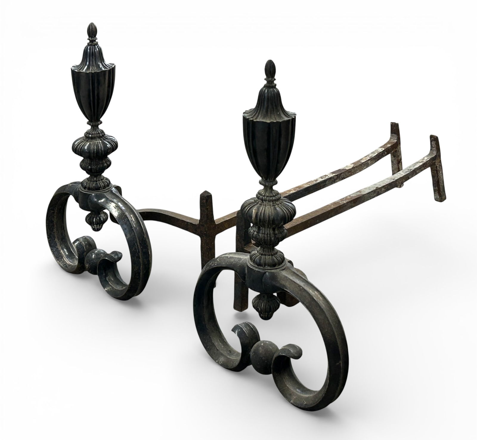 Antique Silver Plated Andirons. - 6