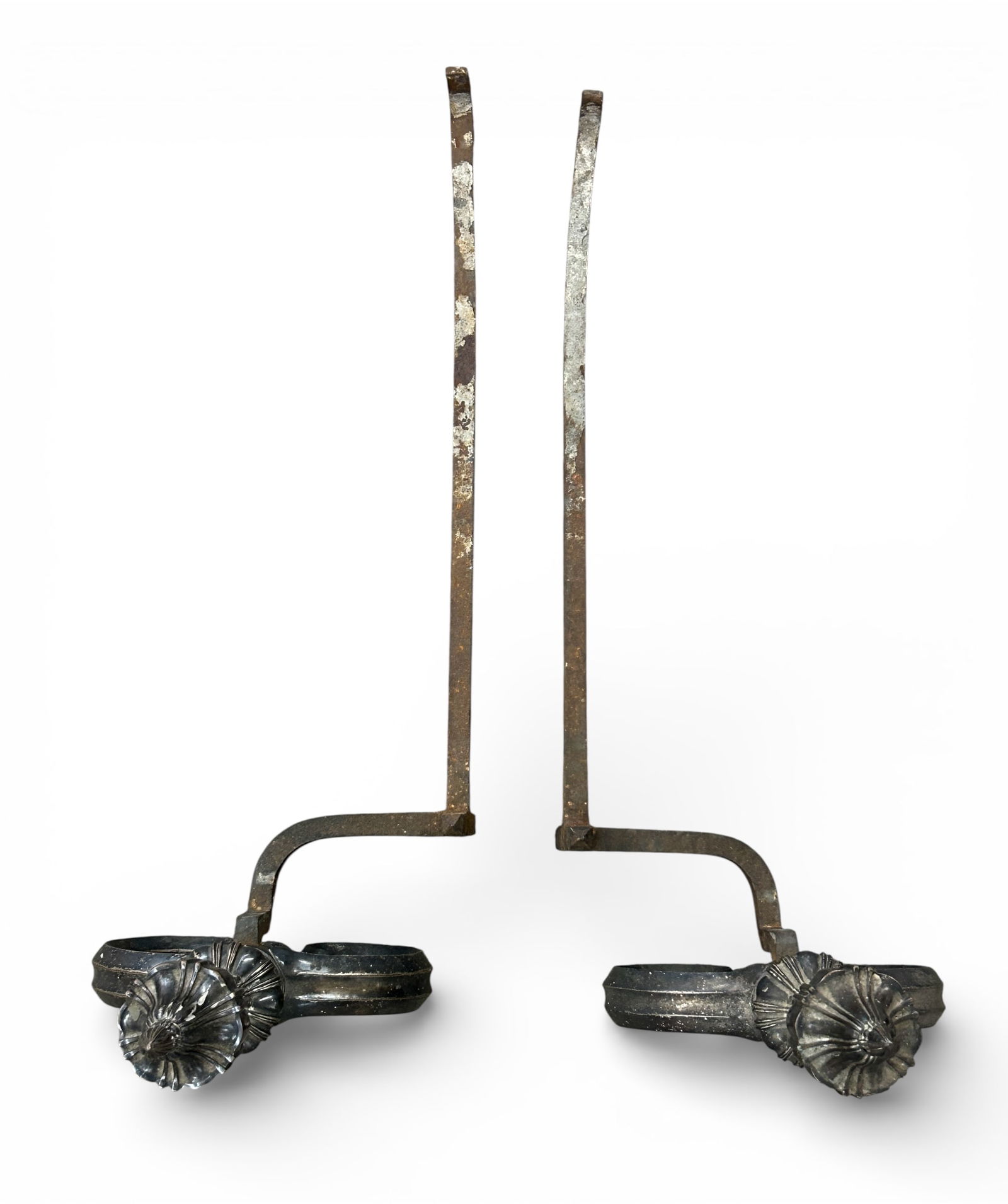 Antique Silver Plated Andirons. - 7