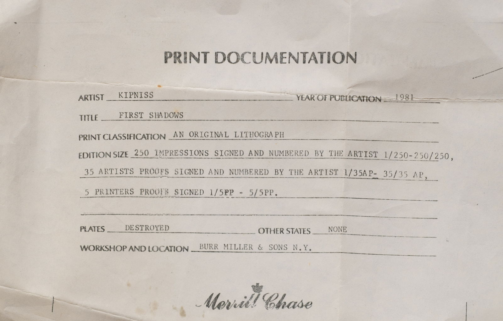 First Shadows, Robert Kipniss Lithograph. - 6