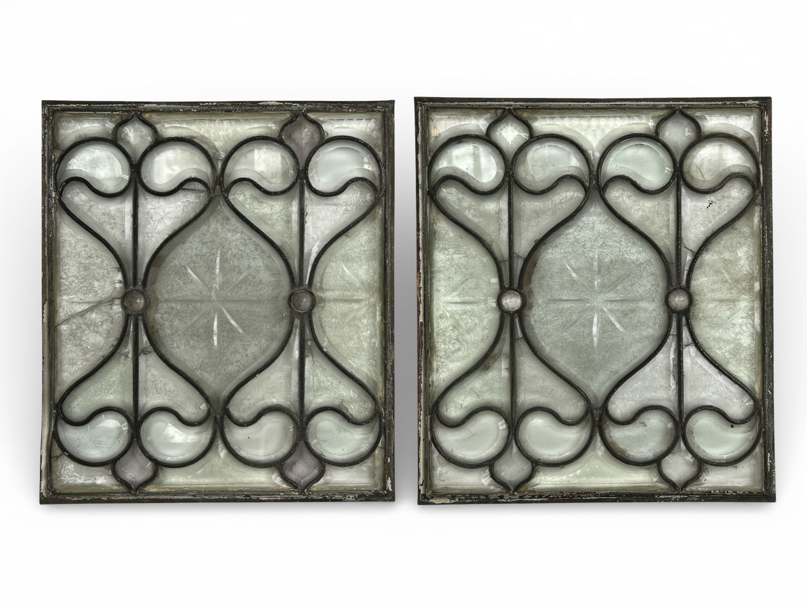 Pair of Antique Cut & Bevelled Glass Window Panes. (1 of 12)