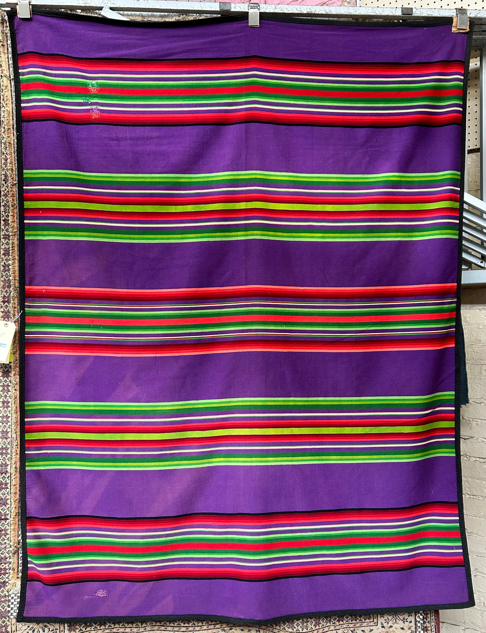 4' 8" x 6' 2" Pendleton Beaver State Wool Blanket.: The blanket has a small hole in it, and a crudely done repair. It has the original vintage tag in one corner, but it is worn. In-house shipping is available for this blanket. Please see our website re