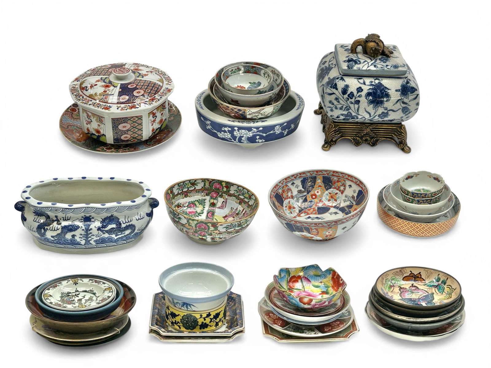 Lot of Mostly Asian Bowls, Plates, & Jars. (1 of 4)