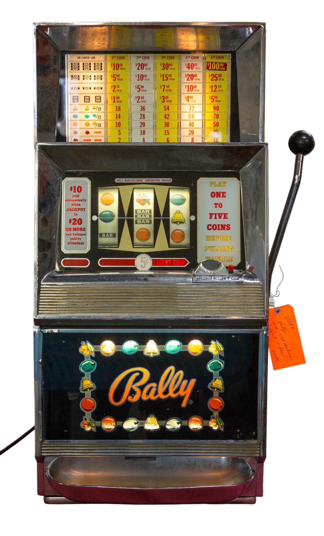 Bally "Fruit and Bars" 5 Cent Nickel Slot Machine. (1 of 6)