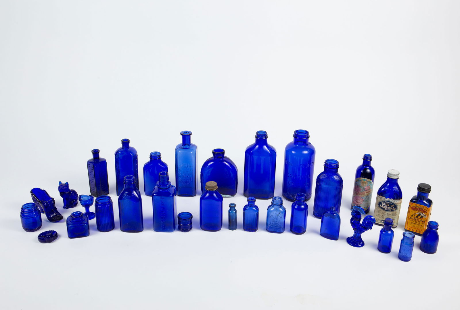 Lot: Cobalt Blue Glass, Mostly Apothecary Bottles. (1 of 7)