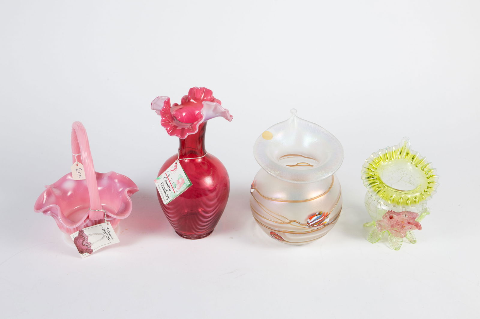 Lot of 4 Art Glass Vases, inc. Fenton. (1 of 9)