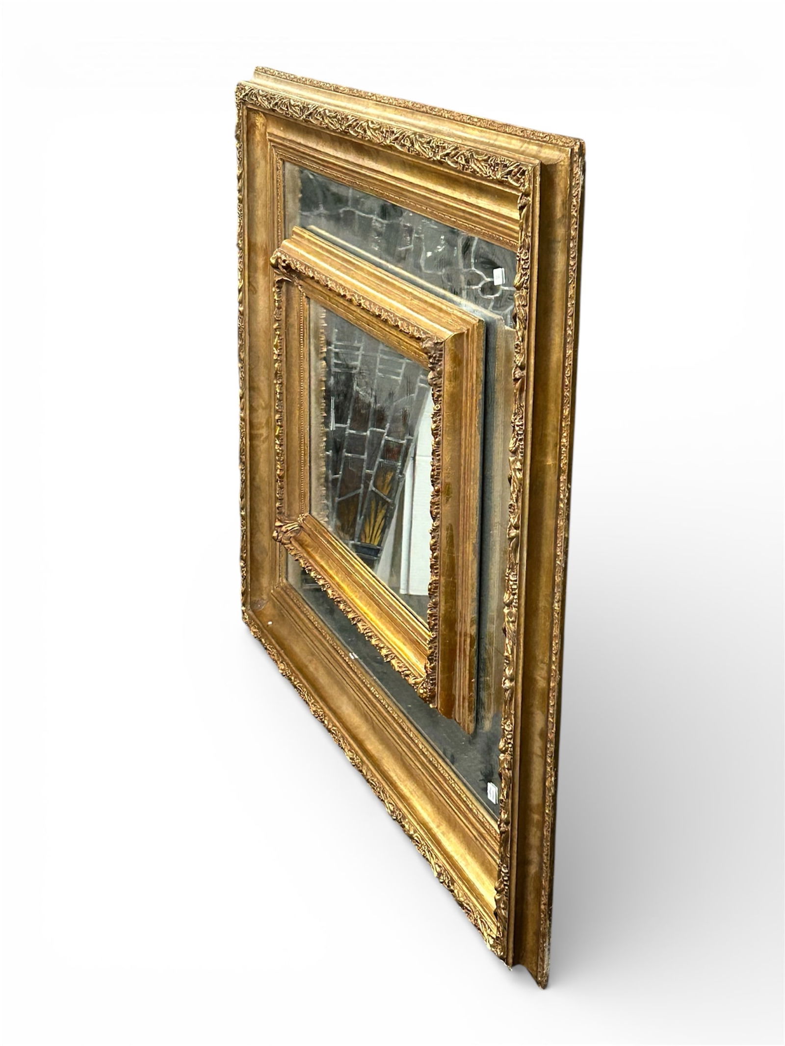 Large Custom Double Mirror w/ Gilded Frames. - 2