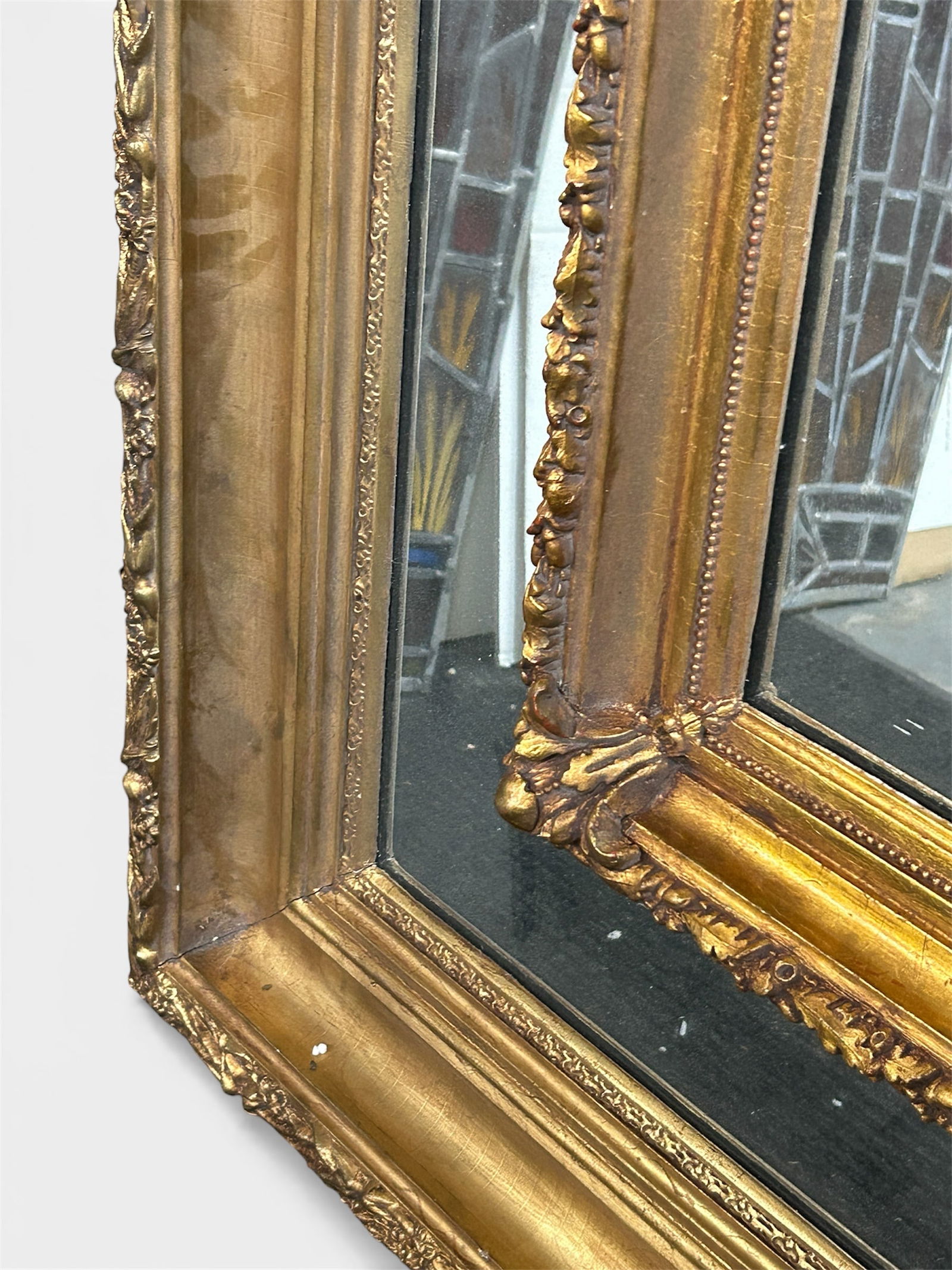 Large Custom Double Mirror w/ Gilded Frames. - 6