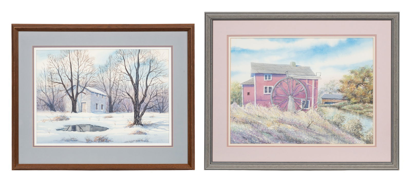 Lot of Two Landscape Watercolors, Edward Slade.: Artist(s): Edward Slade (American, 1911-2001). Medium: Watercolor paintings. Signature(s): Both are signed, lower right. Paperwork/Provenance: N/A Condition: No visible signs of damage to the works.