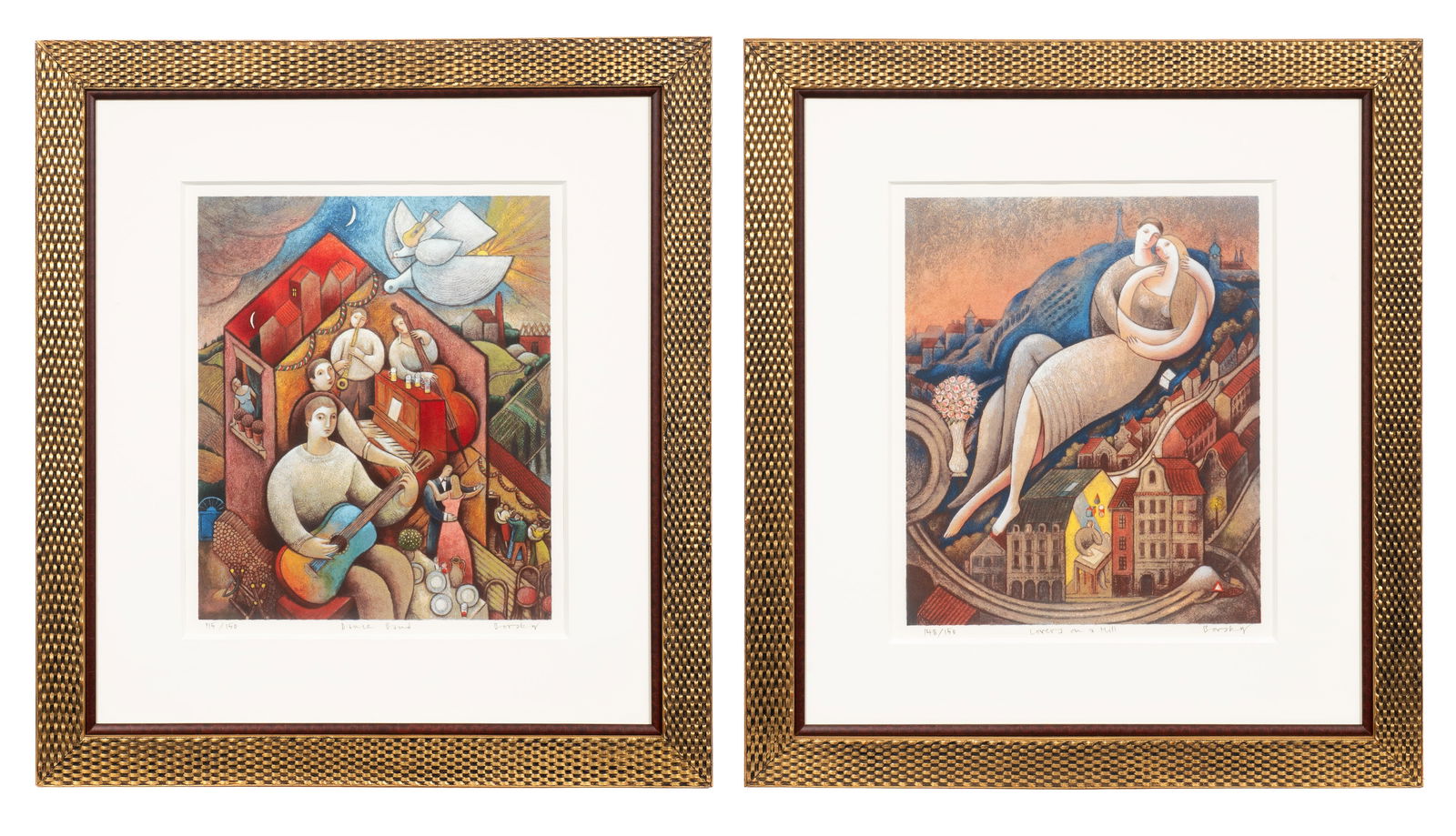 Lot of Two Limited Edition Prints by Jiri Borsky.: This lot contains two limited edition prints by Jiri Borsky (Czech, 1945) - "Dance Band" and "Lovers on a Hill". Both are pencil signed, titled, and numbered in their lower margins. Paperwork/Provenan