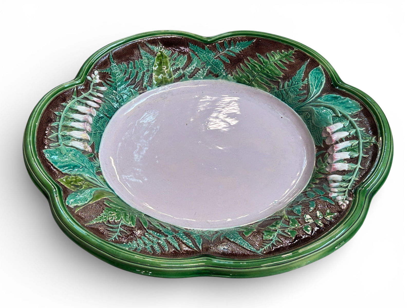 Minton Majolica Platter w/ Foxglove Flowers. (1 of 8)