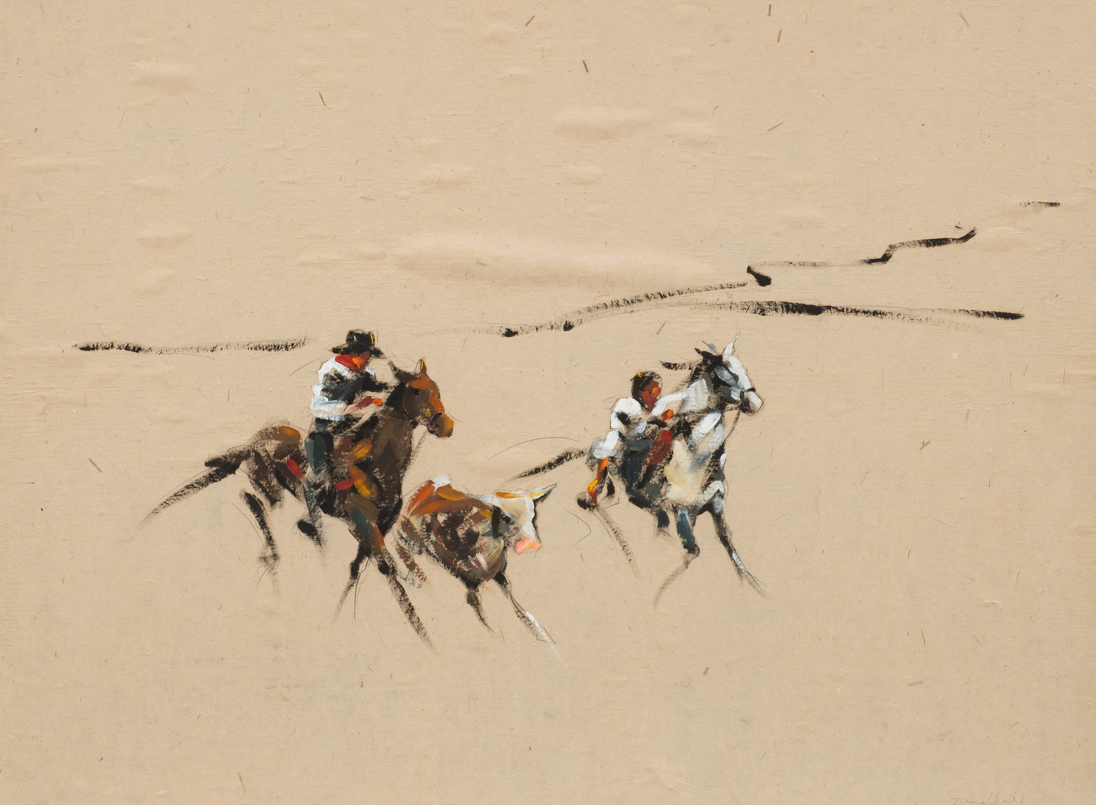 Western Painting, Ranch Roping, Jann Daughdrill. (1 of 5)
