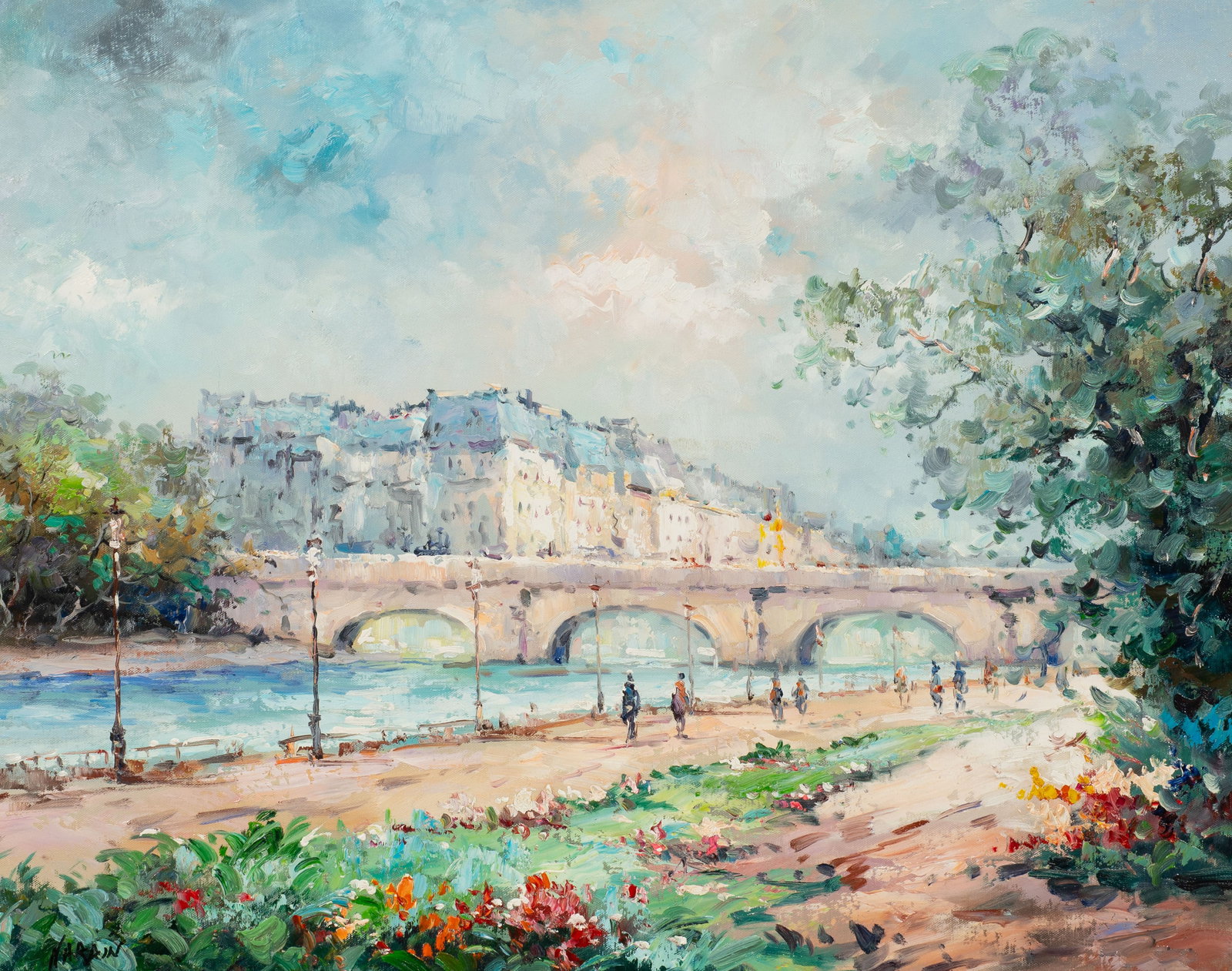 French Impressionist Street Scene, Sgd. Narain.: Artist(s): Unknown, 20th/21st Century. Medium: Oil painting on canvas. Signature(s): "Narain", lower left. Paperwork/Provenance: N/A Condition: No visible damage to the work. General wear to the frame