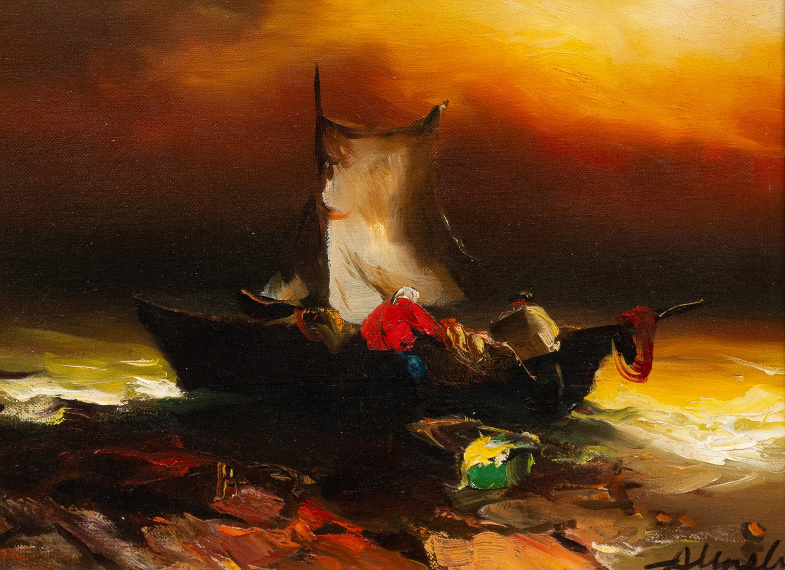 Small Seascape Painting by Arthur Upelnieks. (1 of 5)