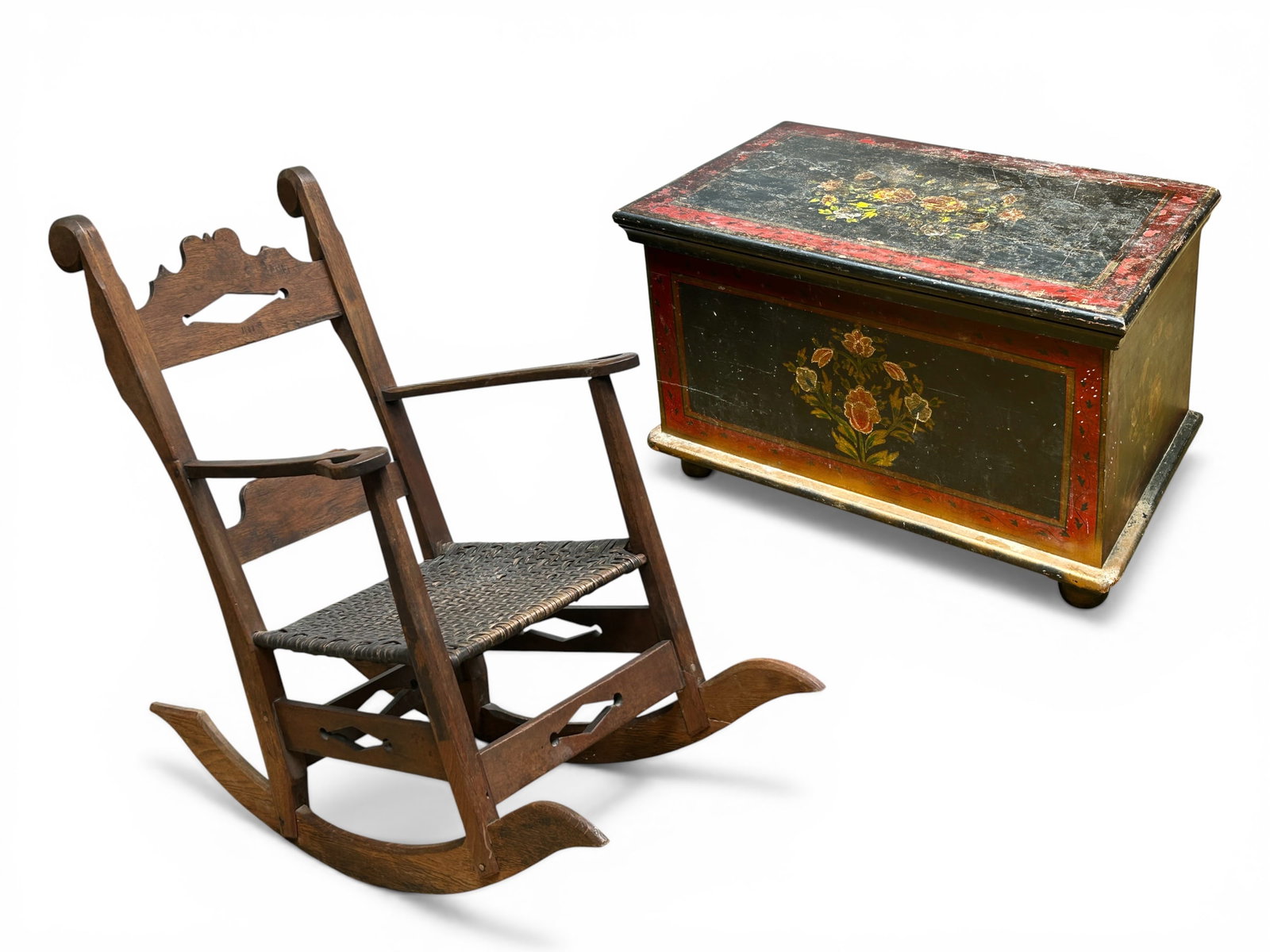 Rocking Chair and Distressed Painted Trunk. (1 of 20)