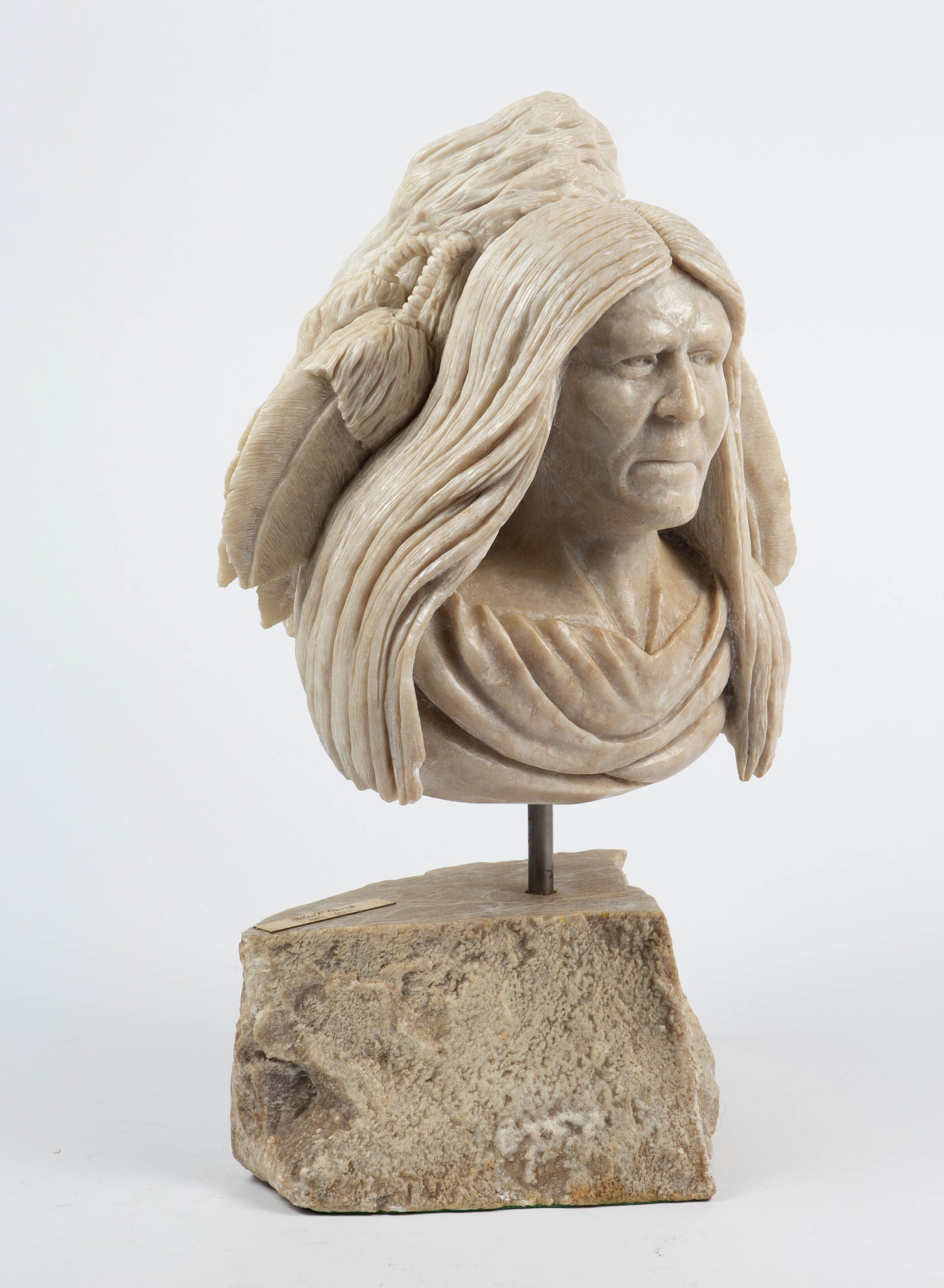 Robert Thornley "Silent Quest" Carved Stone Bust. (1 of 6)