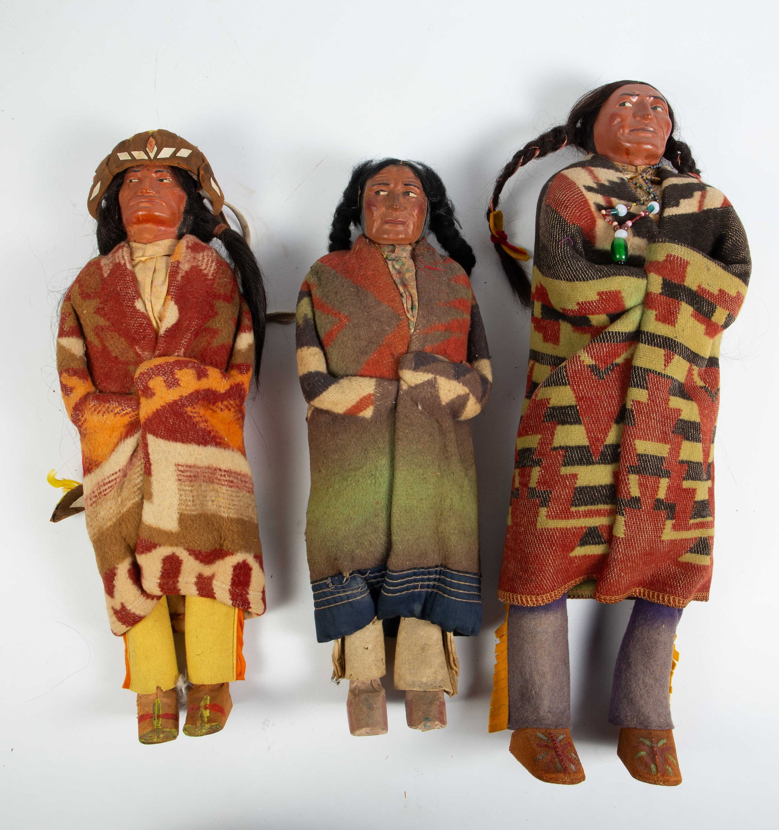 3 Large Native American Indian Skookum Dolls. (1 of 10)