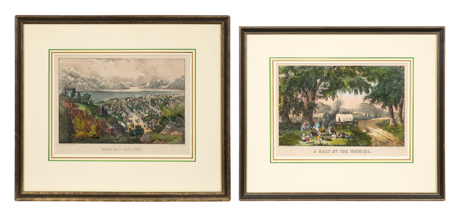 Lot: Two Currier & Ives Hand-Colored Lithographs. (1 of 13)