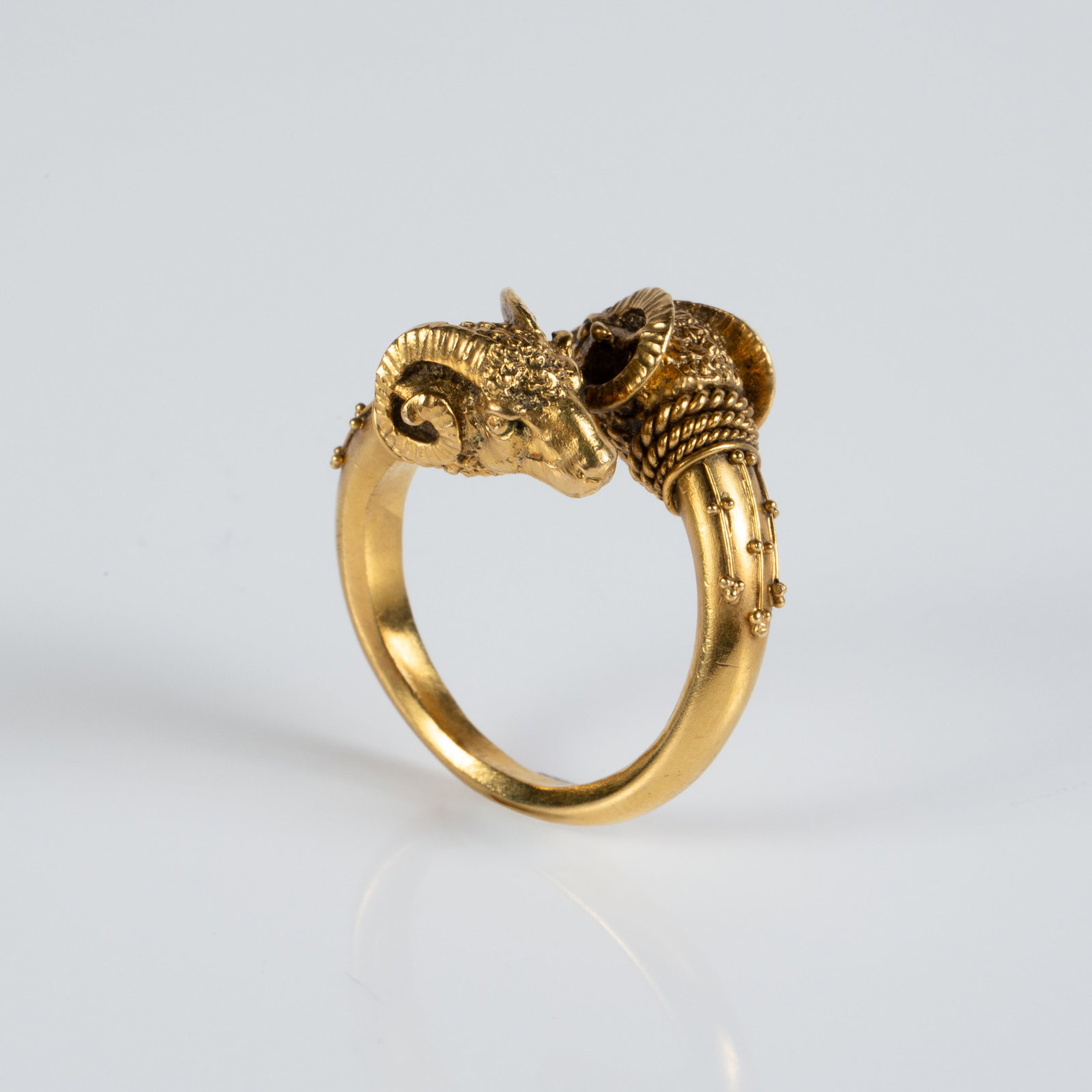 18K Yellow Gold Double Ram's Head Bypass Ring. (1 of 5)