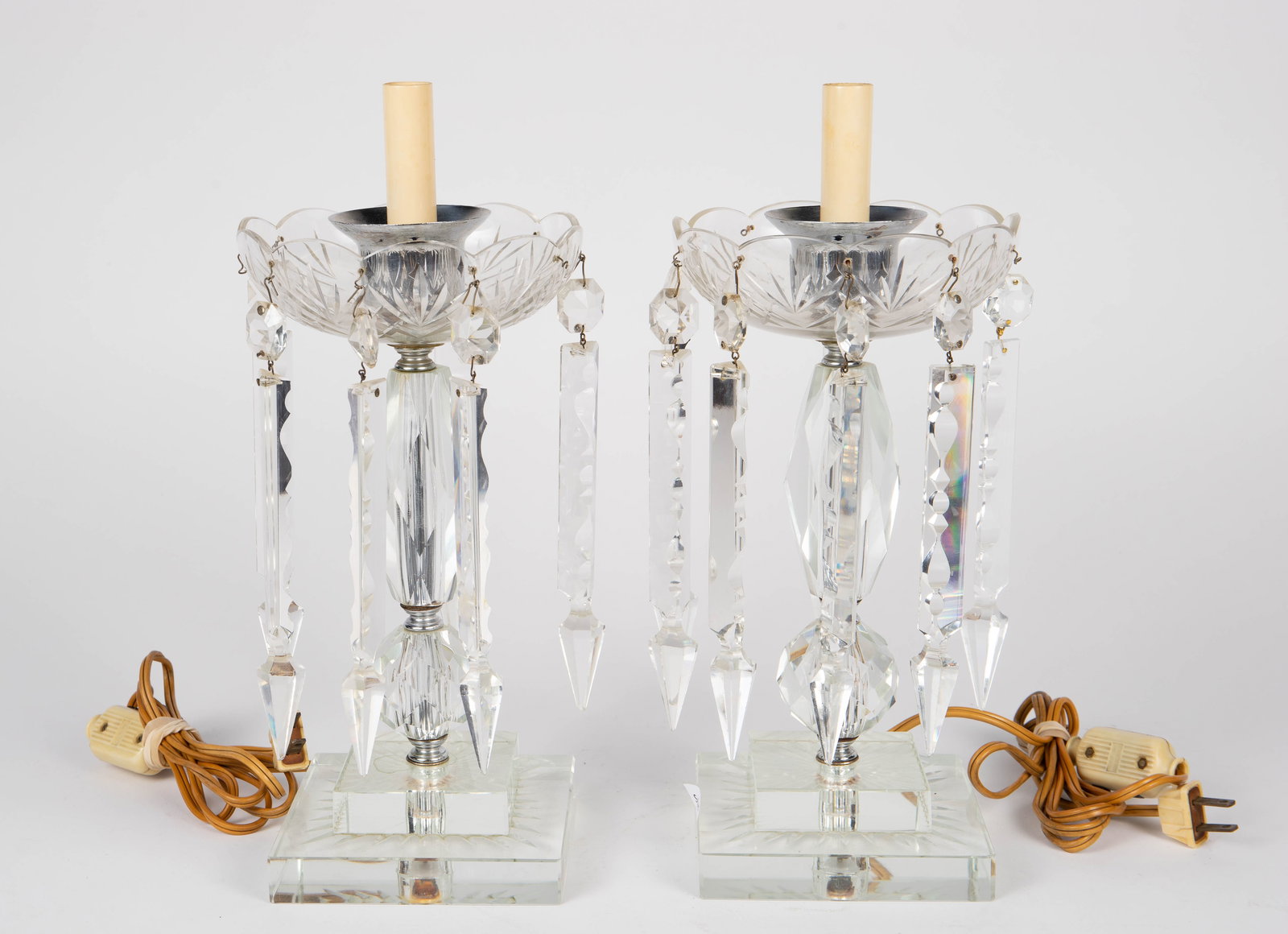 Pair of Cut Glass Electrified Lustres. (1 of 5)