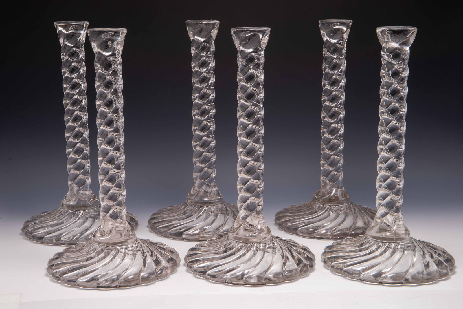 Set of 6 Swirling Glass 11" Column Supports. (1 of 3)