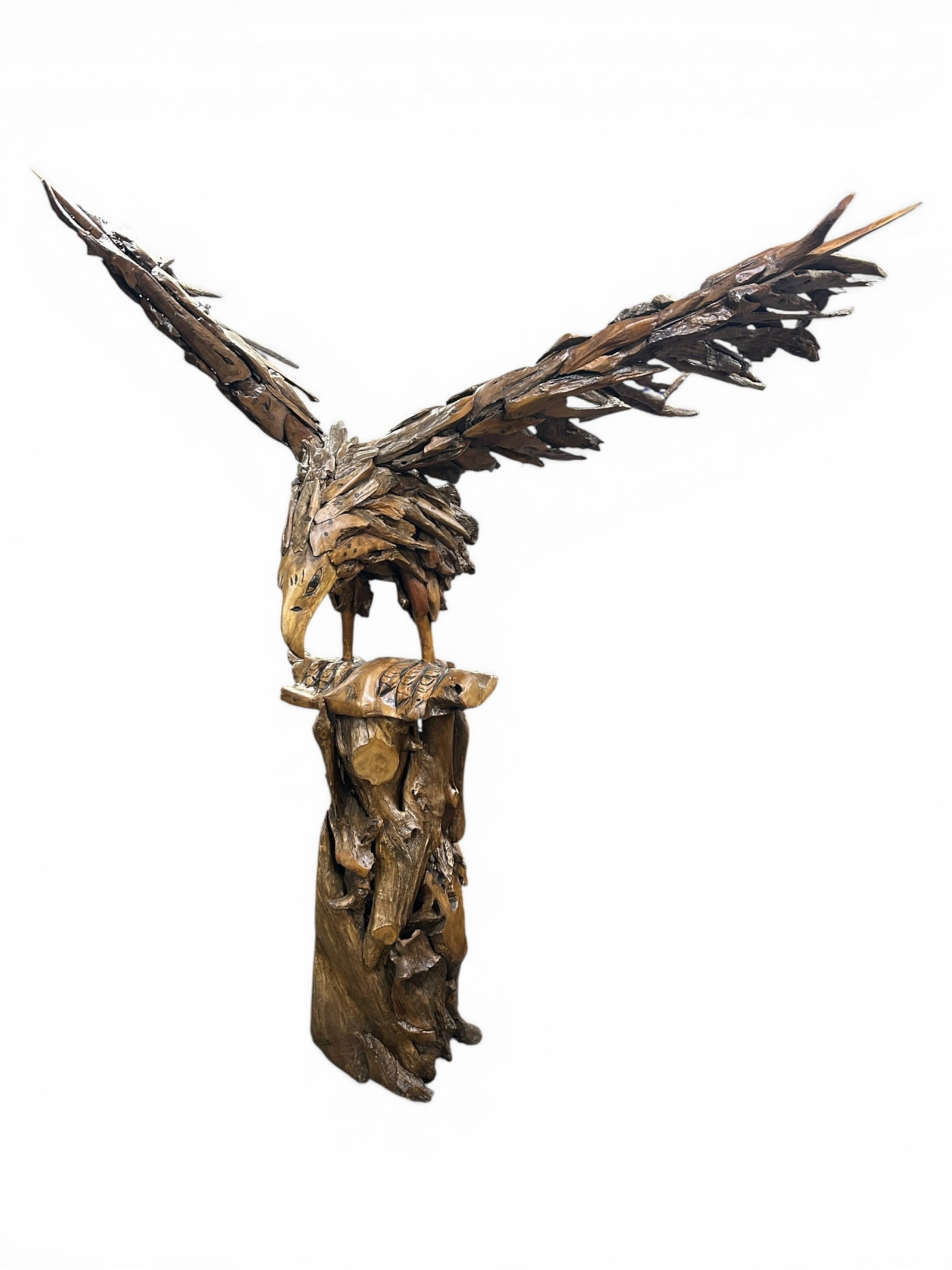 Large Teak Wood Eagle w/ Outstretched Wings. (1 of 14)
