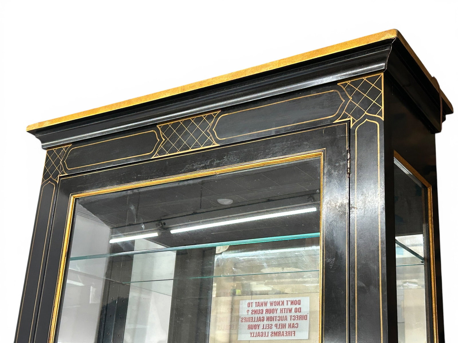Large Ebonized Lighted Display Cabinet. - 2