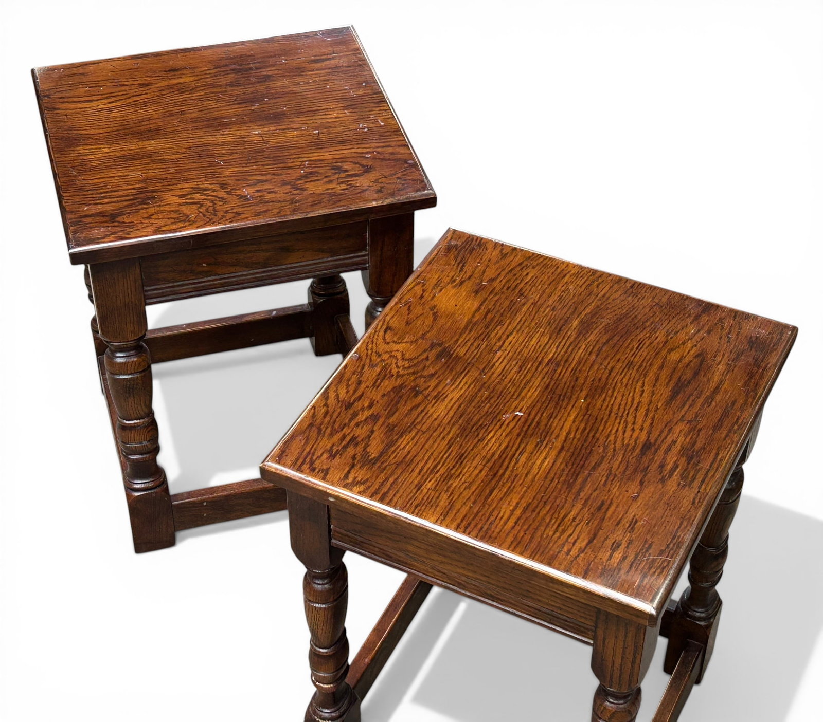 Vintage Oak Nesting Table Set. - 11