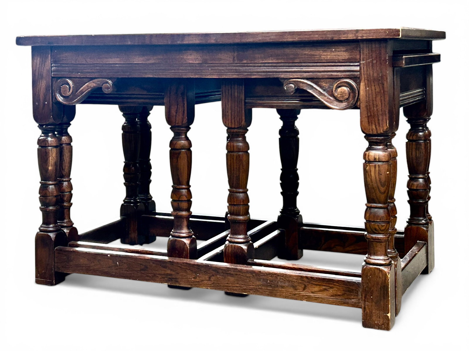 Vintage Oak Nesting Table Set. - 7